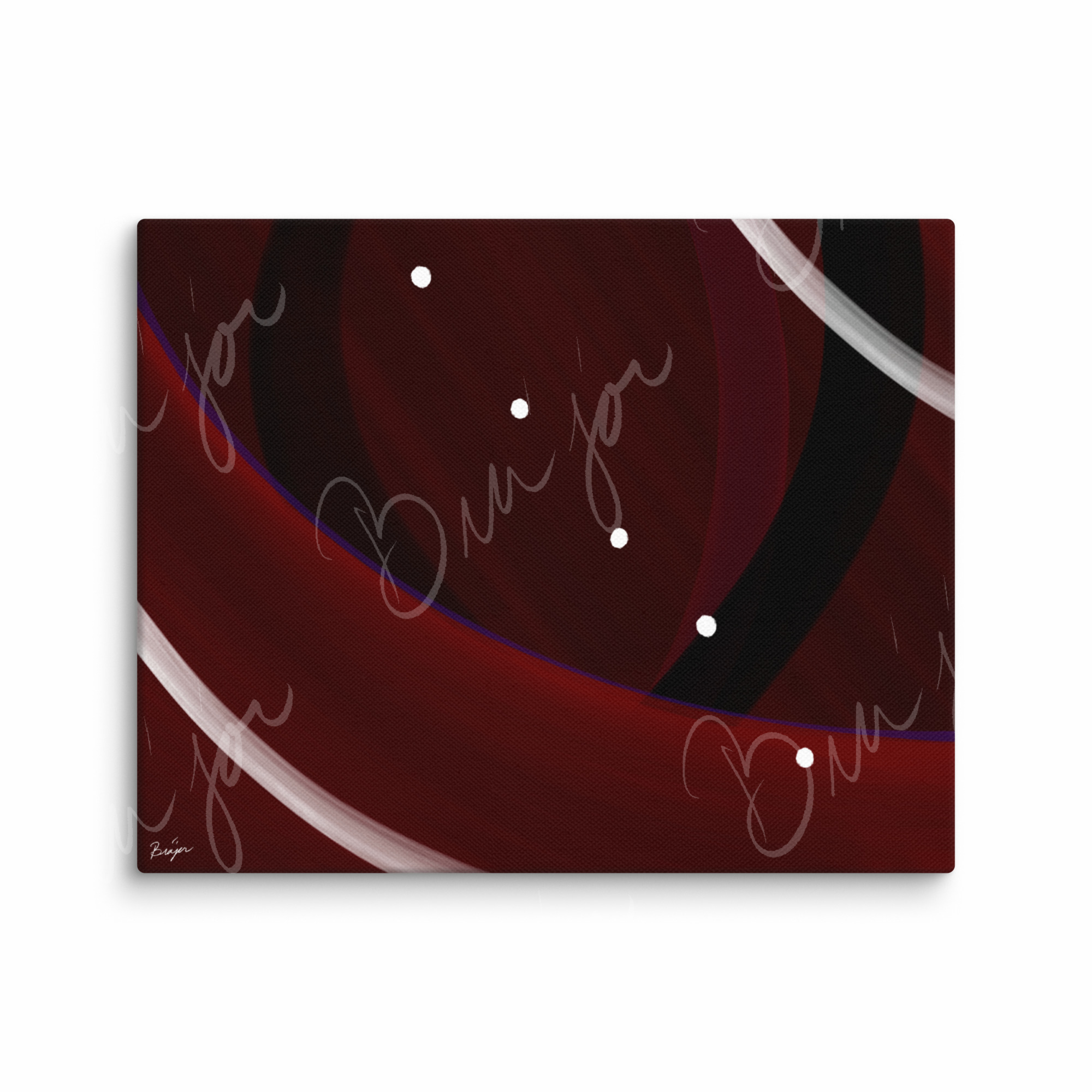 8x10 Canvas Abstract artwork titled Trail Back designed by the digital abstract artist Bra'jor. Artwork includes the colors Red, Black, Purple, and White