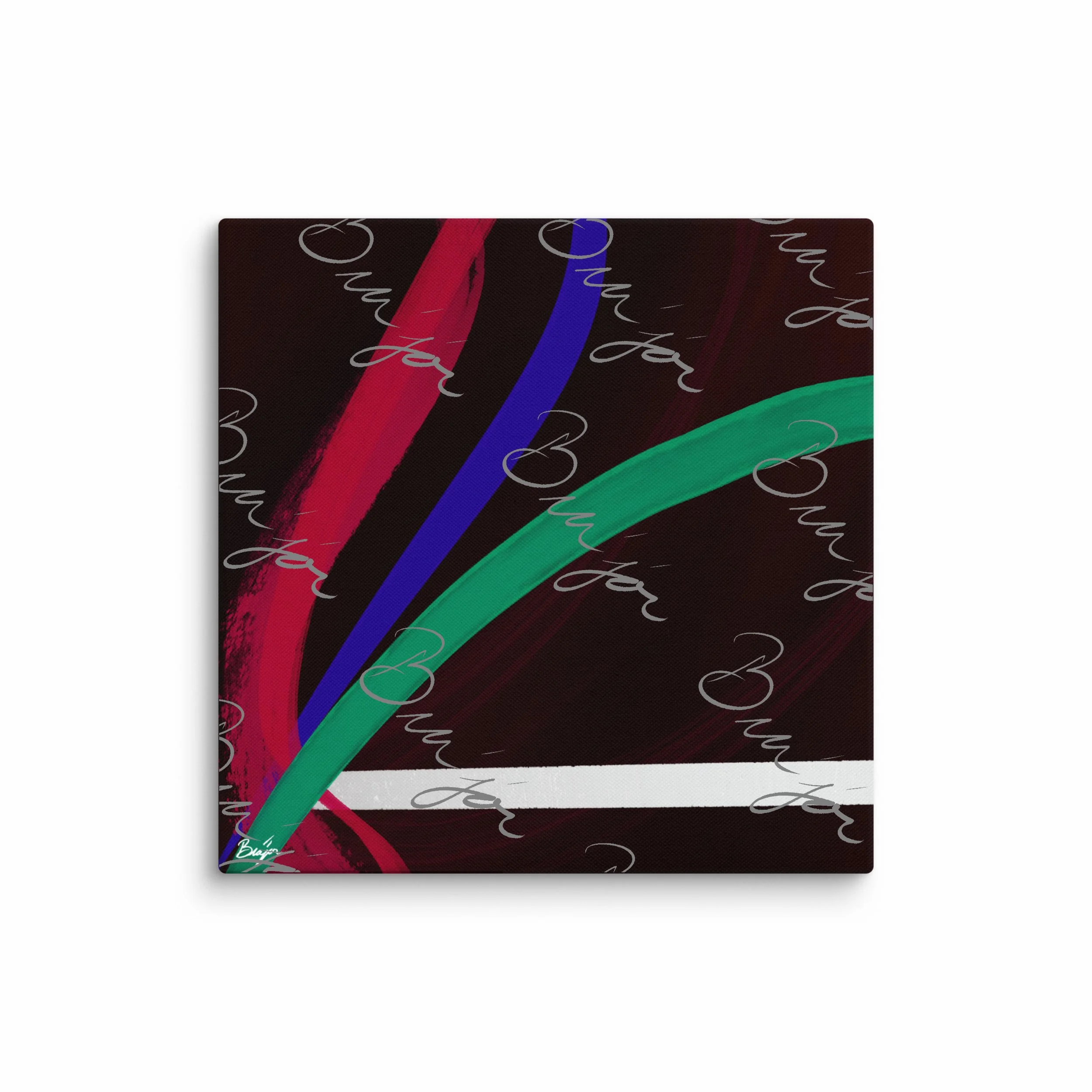 32x32 XL Canvas Abstract artwork titled Journey designed by the digital abstract artist Bra'jor. Artwork includes the colors Red, White, Green, and Blue