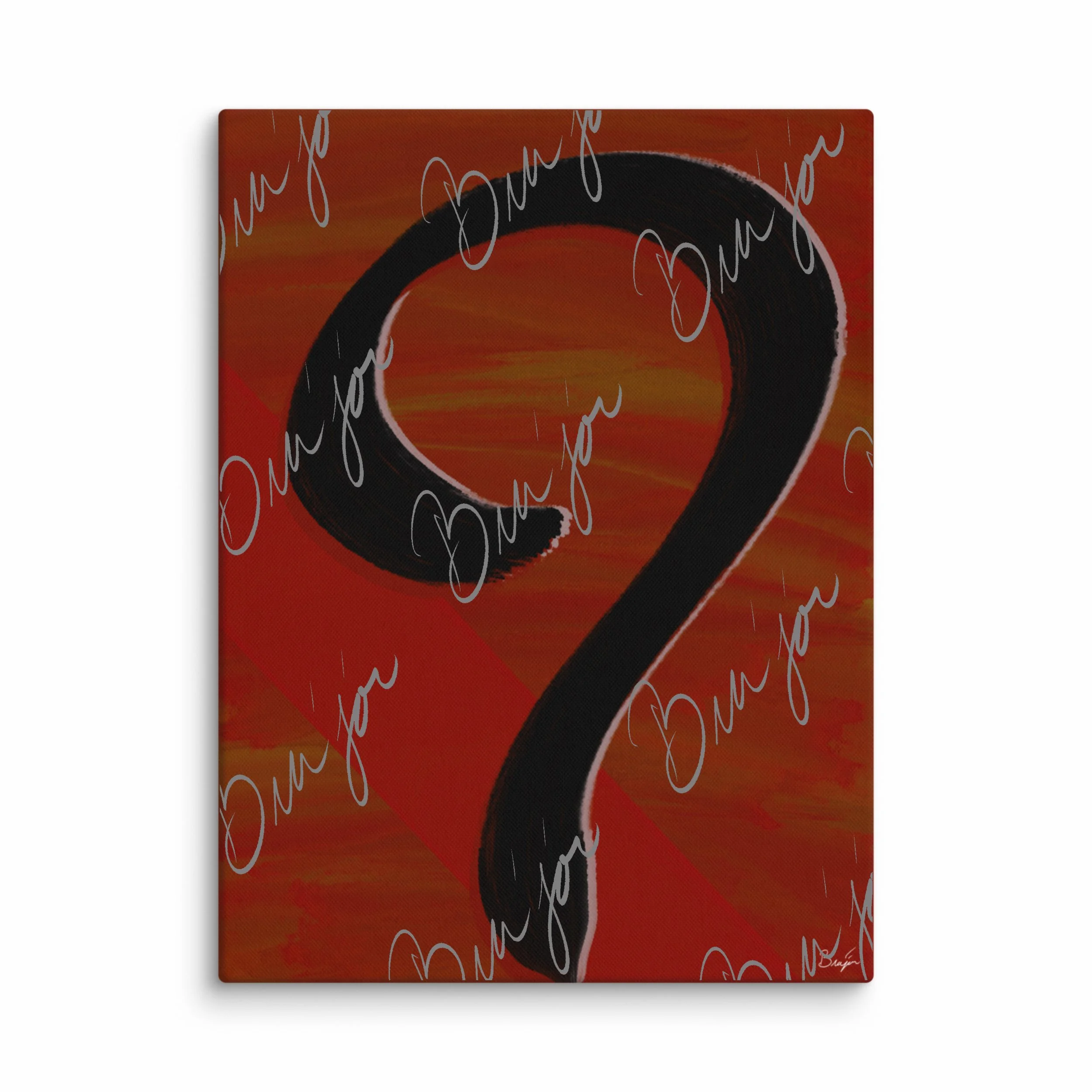 30x40 XL canvas abstract artwork titled Unanswered designed by the digital abstract artist Bra'jor. Artwork includes the colors Red, Orange, Black, White, Yellow, and Pink