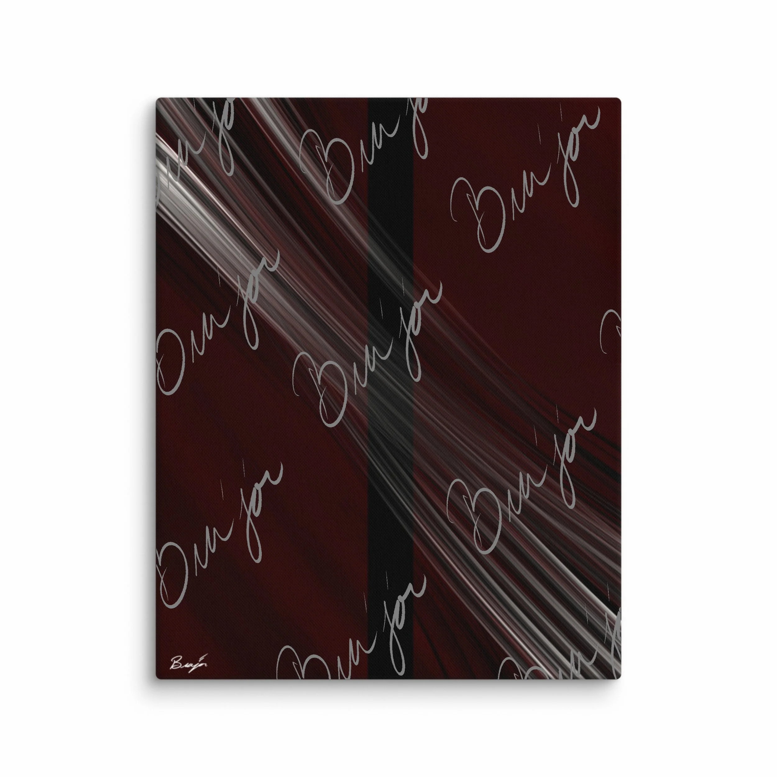 16x20 Canvas abstract artwork titled Still Standing designed by the digital abstract artist Bra'jor. Artwork includes the colors Maroon, Red, Black, and White