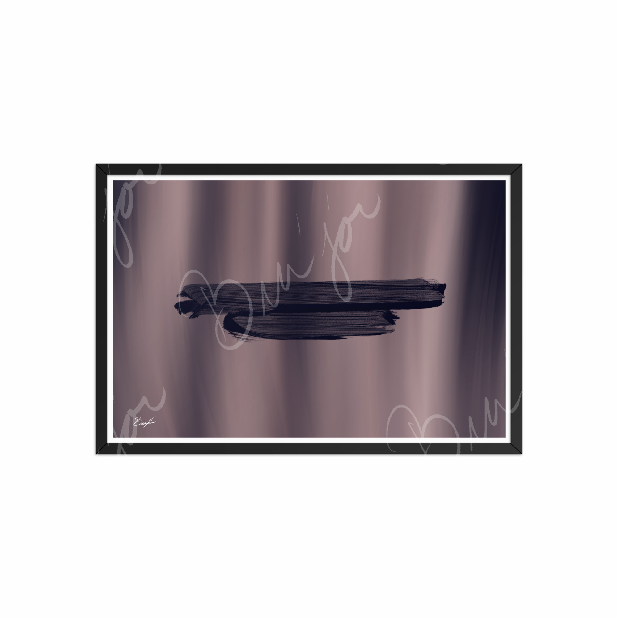 20x30 Black Framed Abstract artwork titled Rest designed by the digital abstract artist Bra'jor. Artwork includes the colors Black, Gray, violet, and Mauve