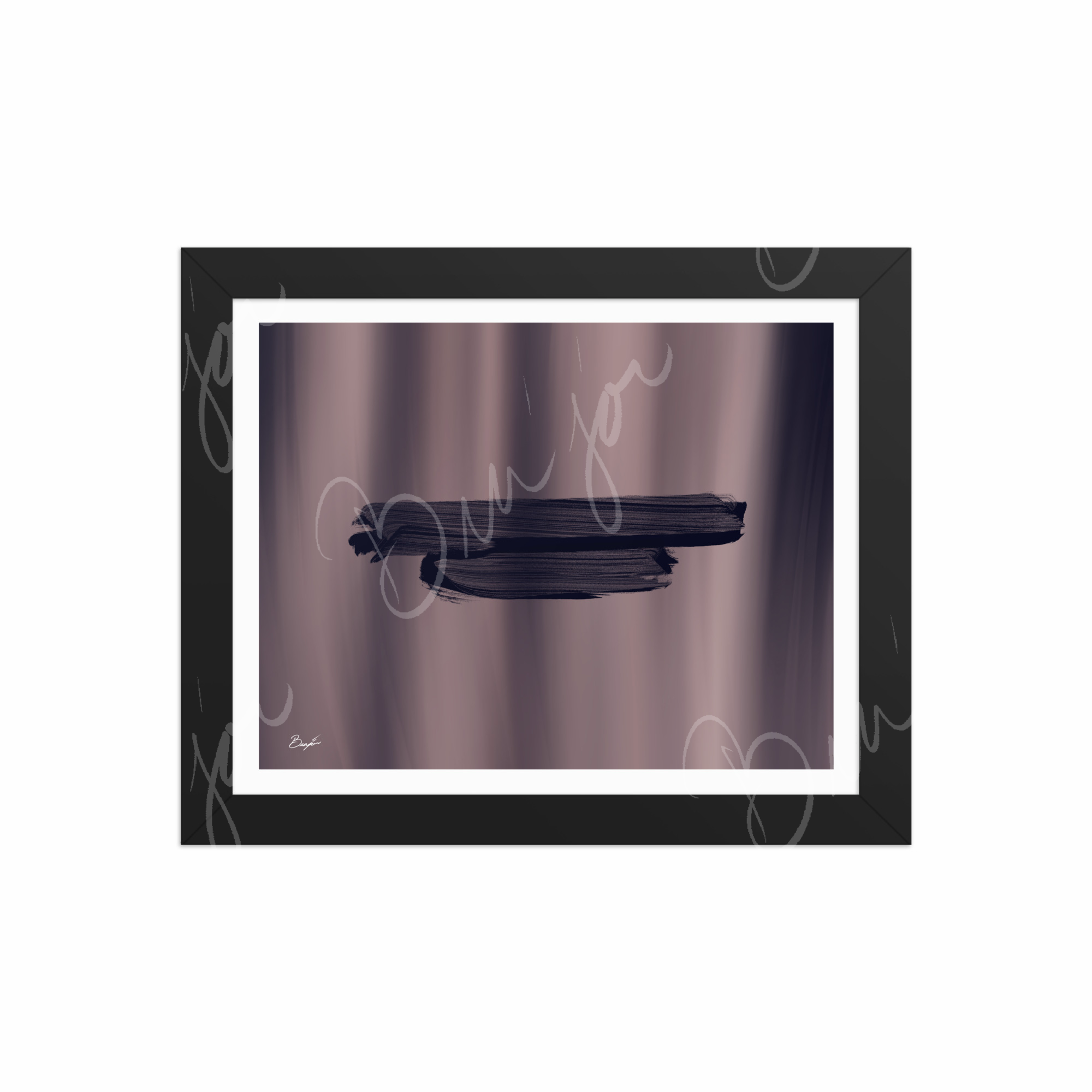 8x10 Black Framed Abstract artwork titled Rest designed by the digital abstract artist Bra'jor. Artwork includes the colors Black, Gray, violet, and Mauve