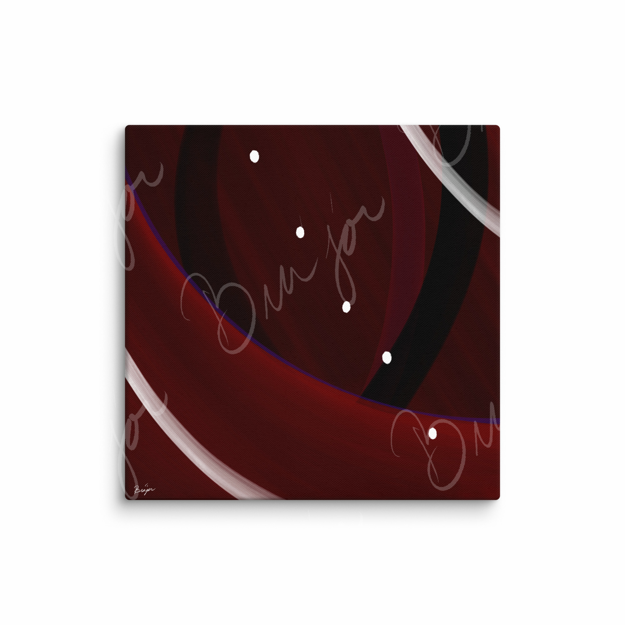 32x32 XL Canvas Abstract artwork titled Trail Back designed by the digital abstract artist Bra'jor. Artwork includes the colors Red, Black, Purple, and White