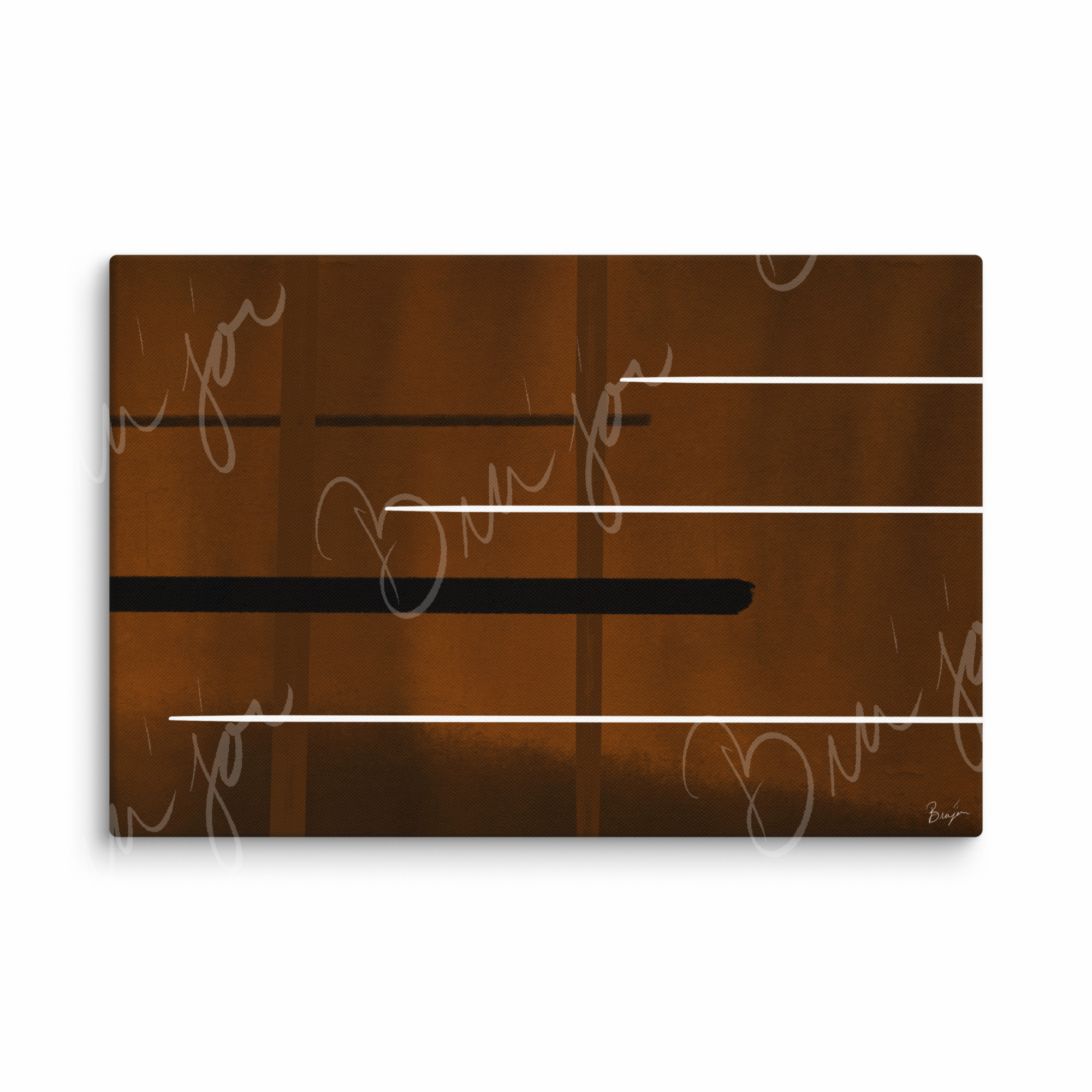 20x30 Canvas Abstract artwork titled Steps designed by the digital abstract artist Bra'jor. Artwork includes the colors Brown, Black, and White