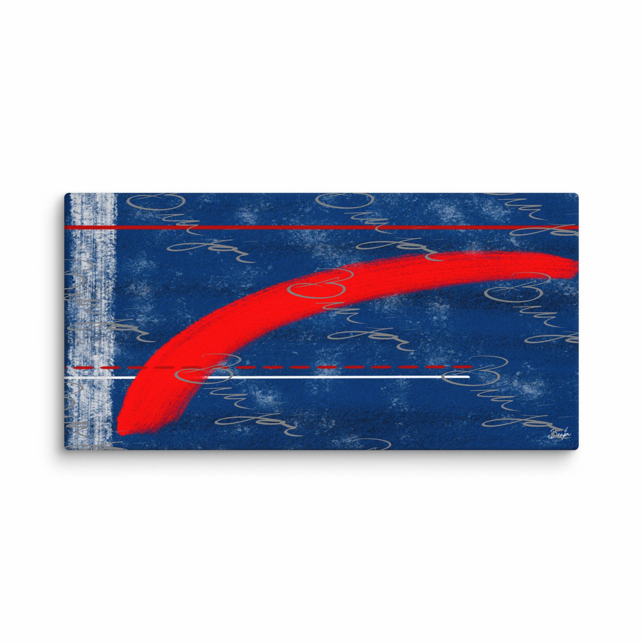 30x60 XL Canvas abstract artwork titled Be Bold designed by the digital abstract artist Bra'jor. Artwork includes the colors Blue, White, and Red