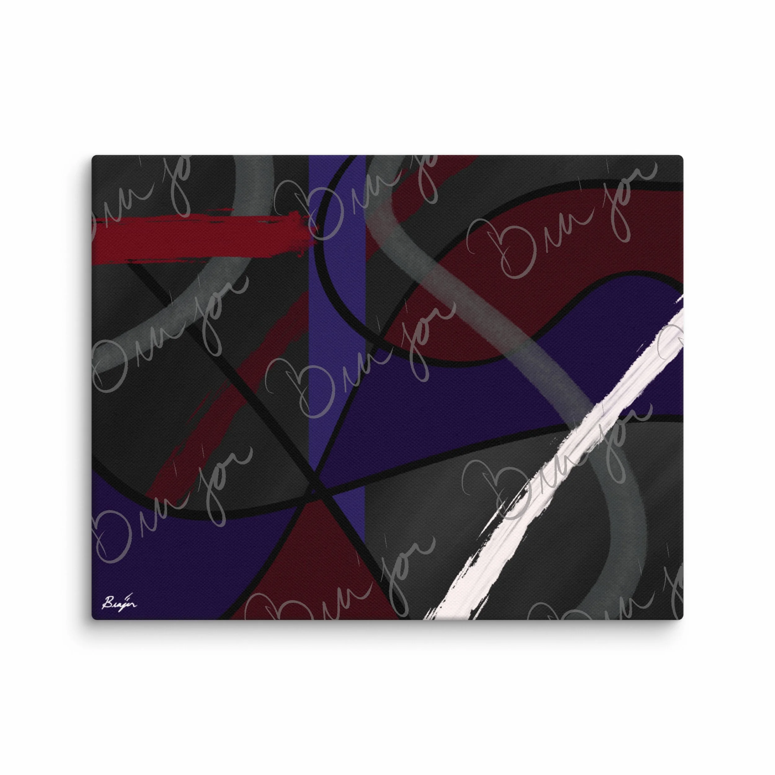 11x14 Canvas Abstract artwork titled Different designed by the digital abstract artist Bra'jor. Artwork includes the colors Purple, Blue, Red, Gray, and Black