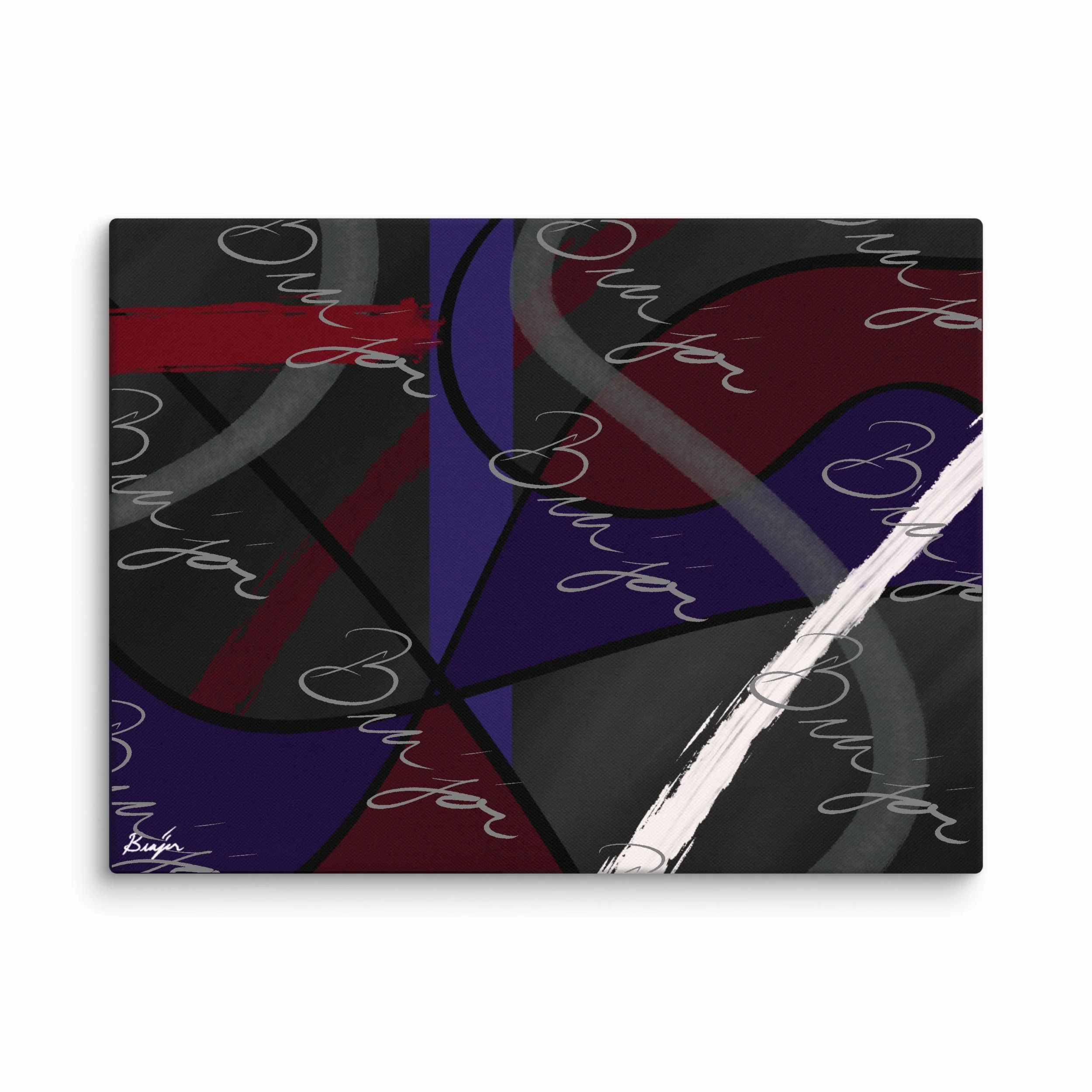 30x40 Canvas Abstract artwork titled Different designed by the digital abstract artist Bra'jor. Artwork includes the colors Purple, Blue, Red, Gray, and Black