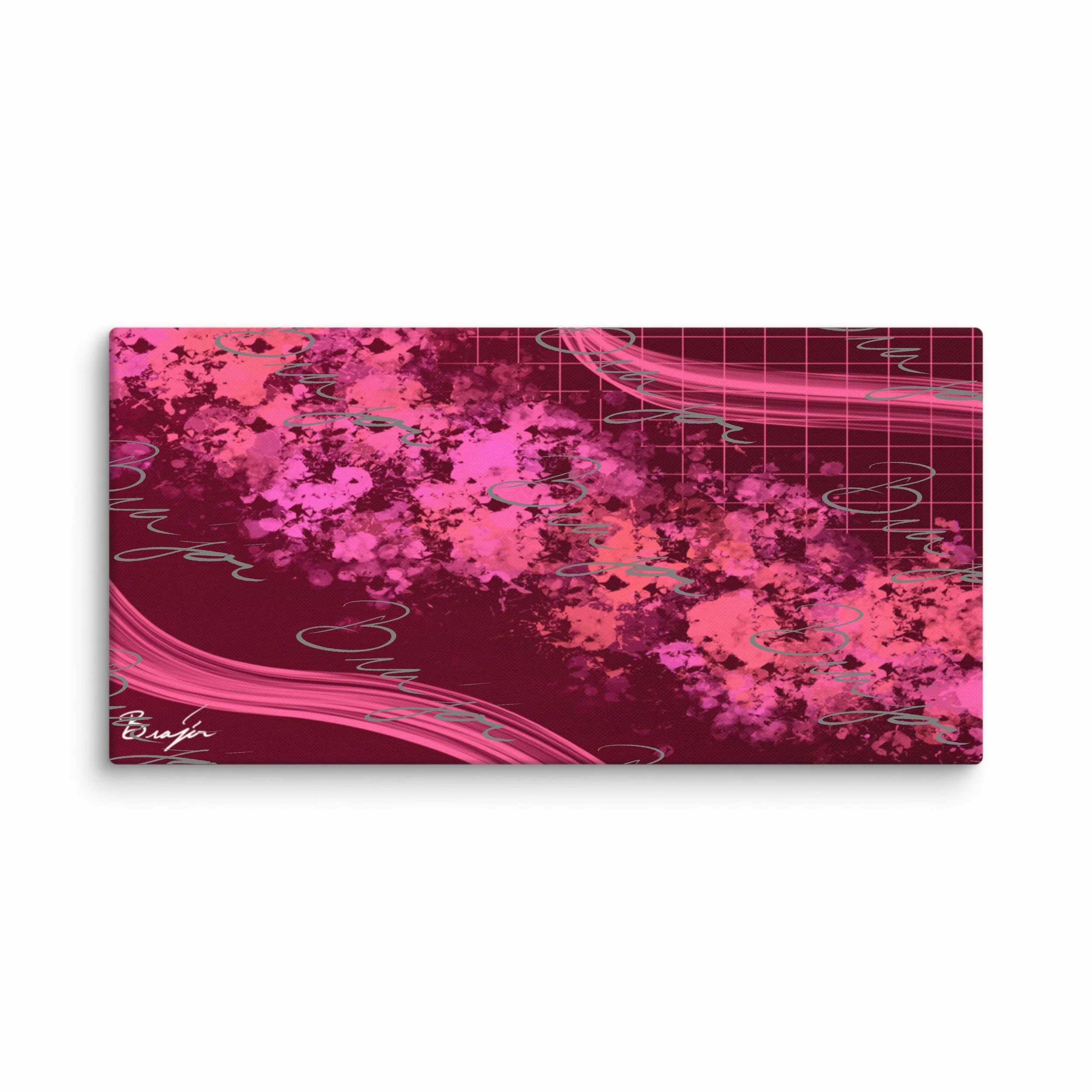 30x60 Abstract canvas artwork titled Soft designed by the digital abstract artist Bra'jor. Artwork includes the colors Purple, Pink, peach, and Orange