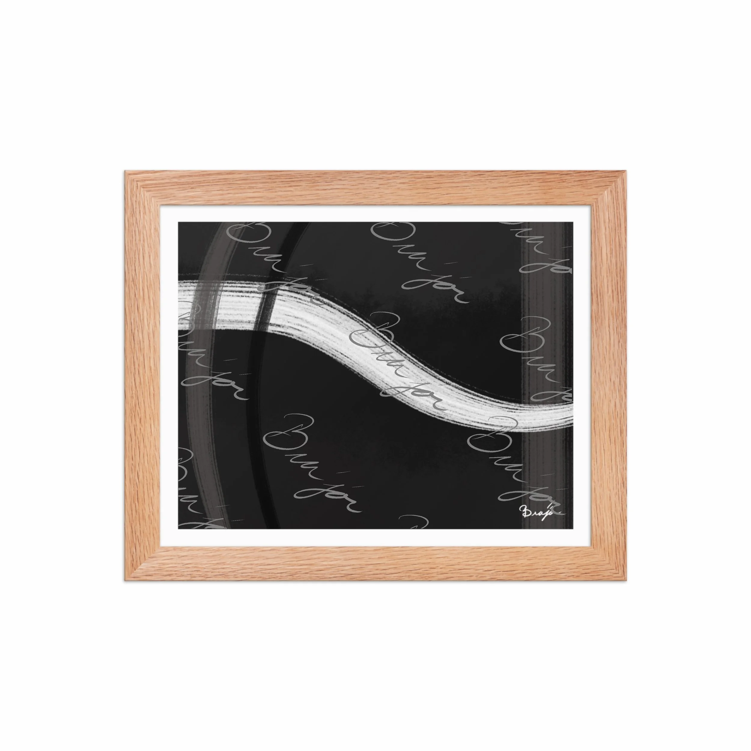 8x10 Red Oak Framed abstract artwork titled See It Through designed by the digital abstract artist Bra'jor. Artwork includes the colors Black, White, and Gray