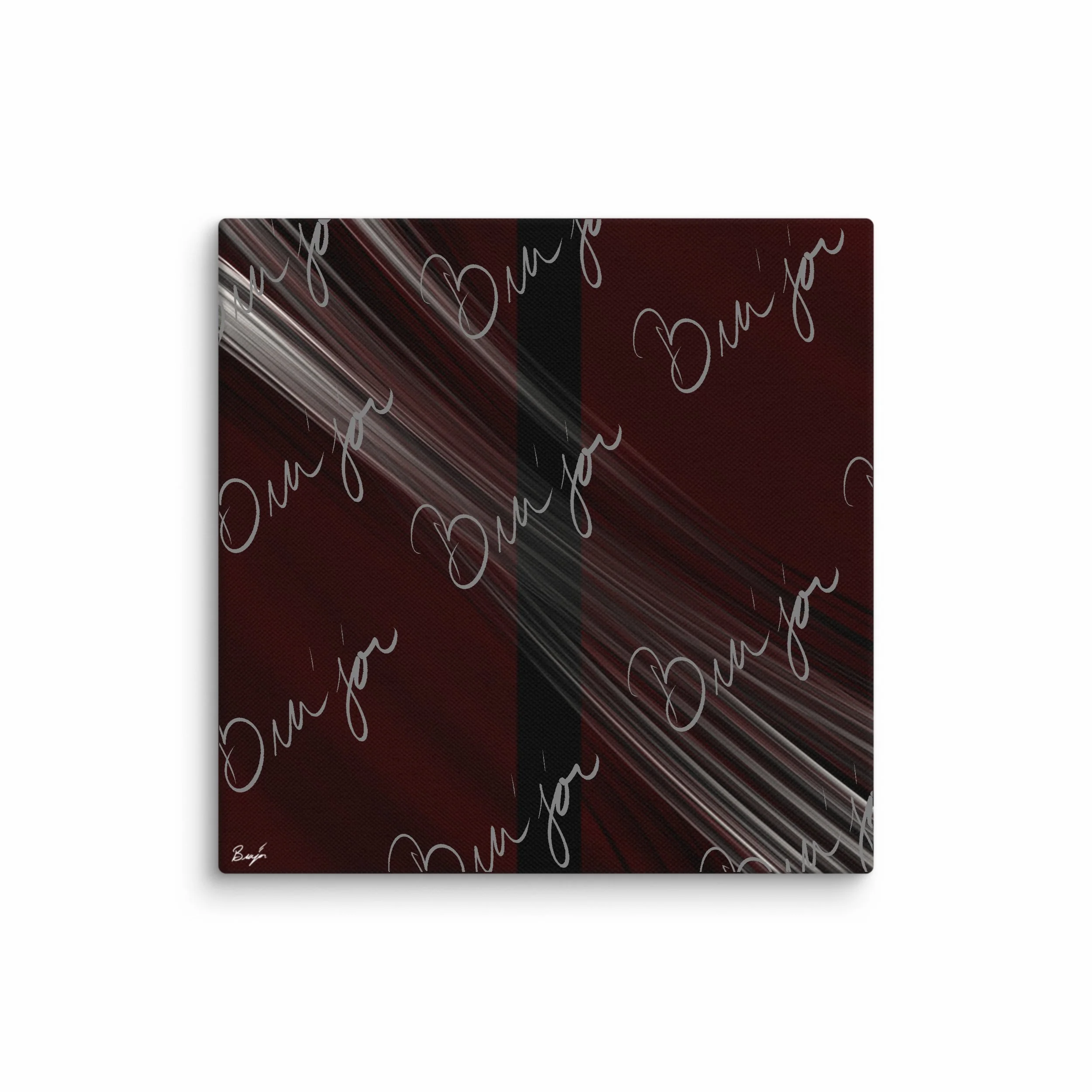 12x12 Canvas abstract artwork titled Still Standing designed by the digital abstract artist Bra'jor. Artwork includes the colors Maroon, Red, Black, and White