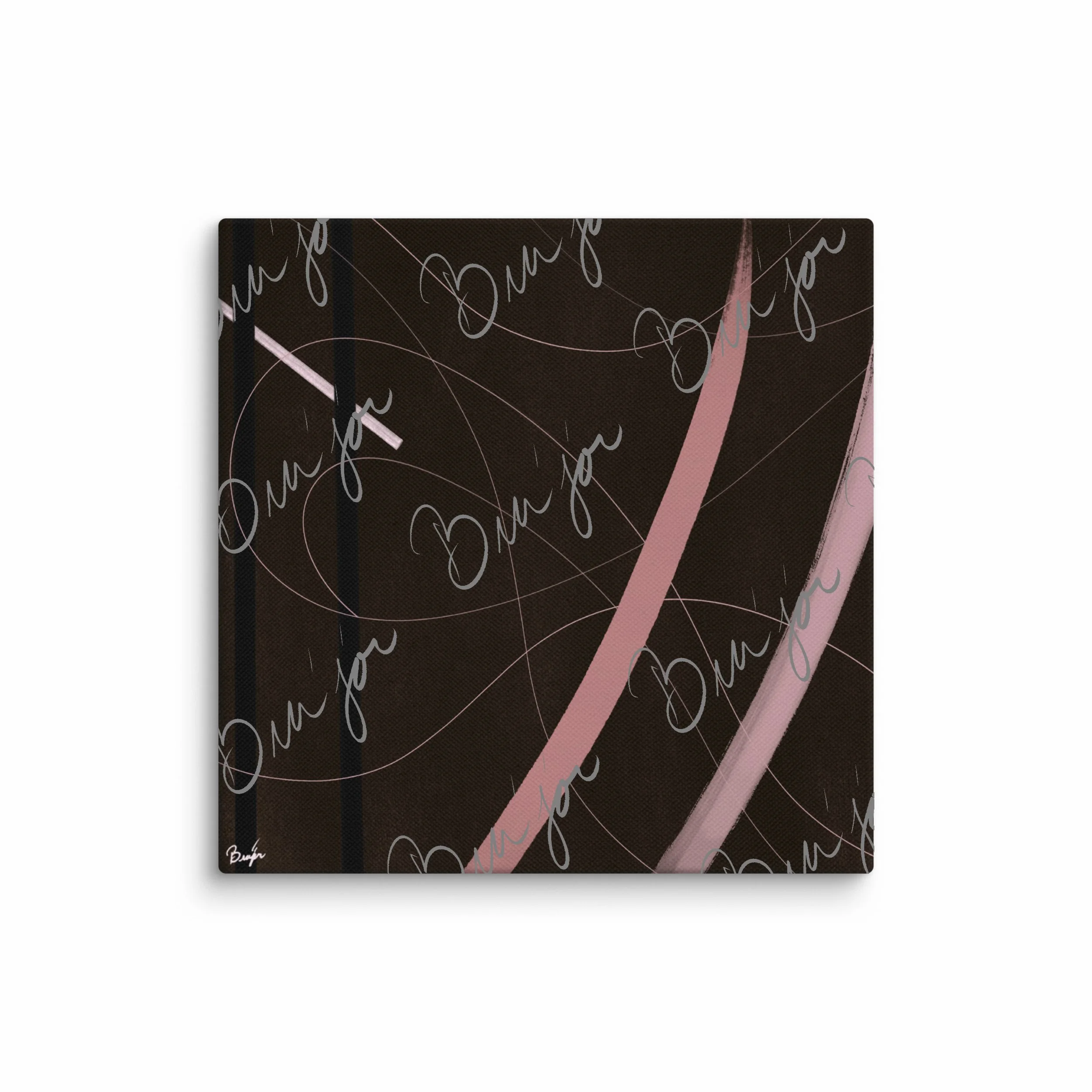 16x16 Canvas abstract artwork titled Beholder designed by the digital abstract artist Bra'jor. Artwork includes the colors Brown, Pink, Black, and White