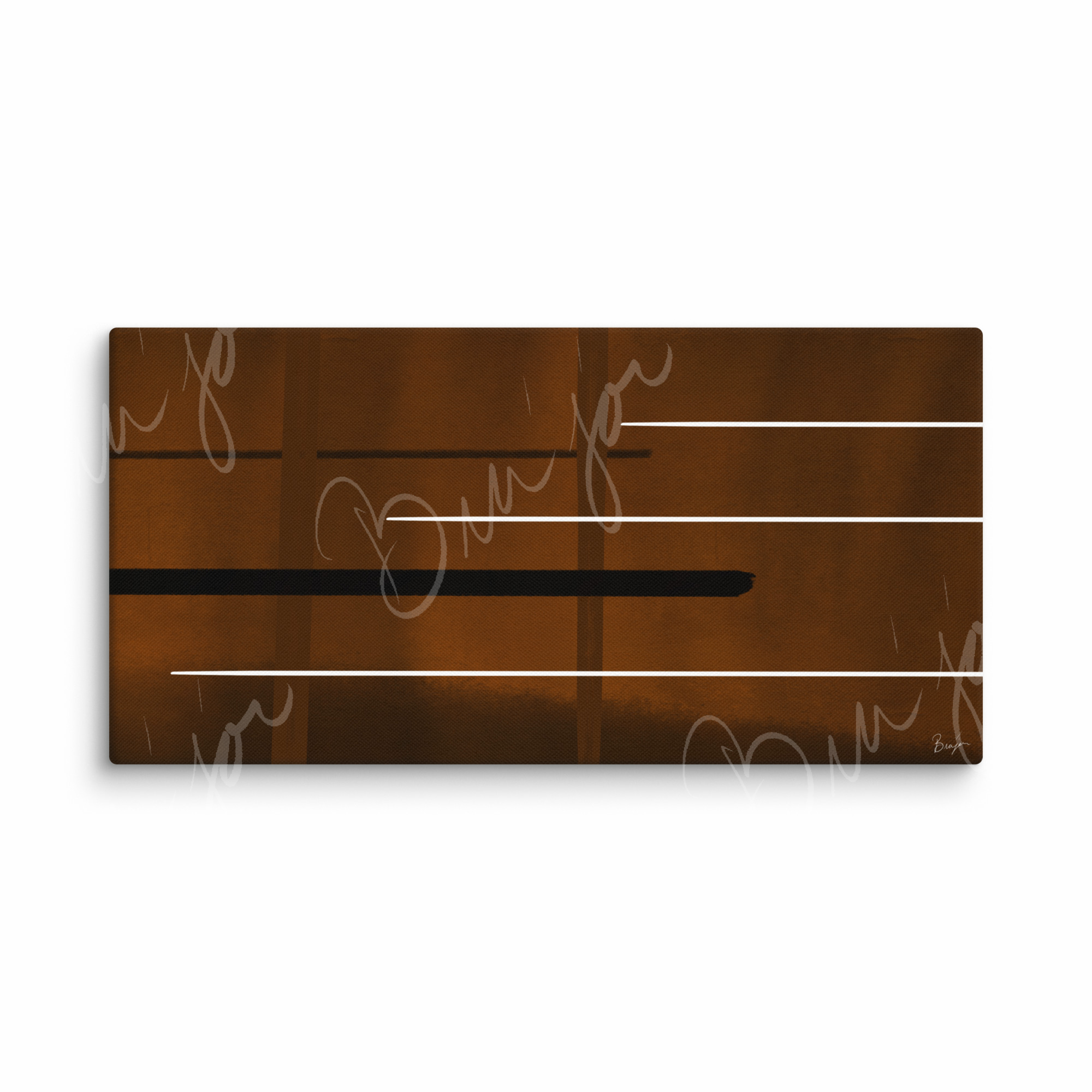 30x60 XL Canvas Abstract artwork titled Steps designed by the digital abstract artist Bra'jor. Artwork includes the colors Brown, Black, and White