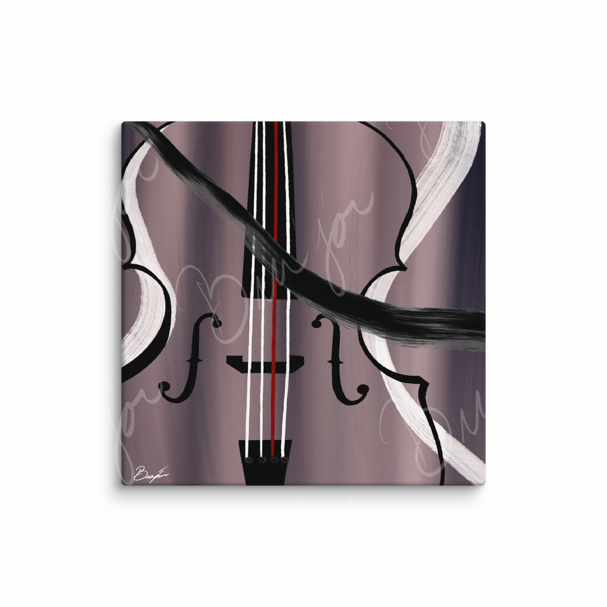 12x12 Canvas Abstract artwork titled First Love designed by the digital abstract artist Bra'jor. Artwork includes the colors Black, White, Gray, violet, Mauve, and Red
