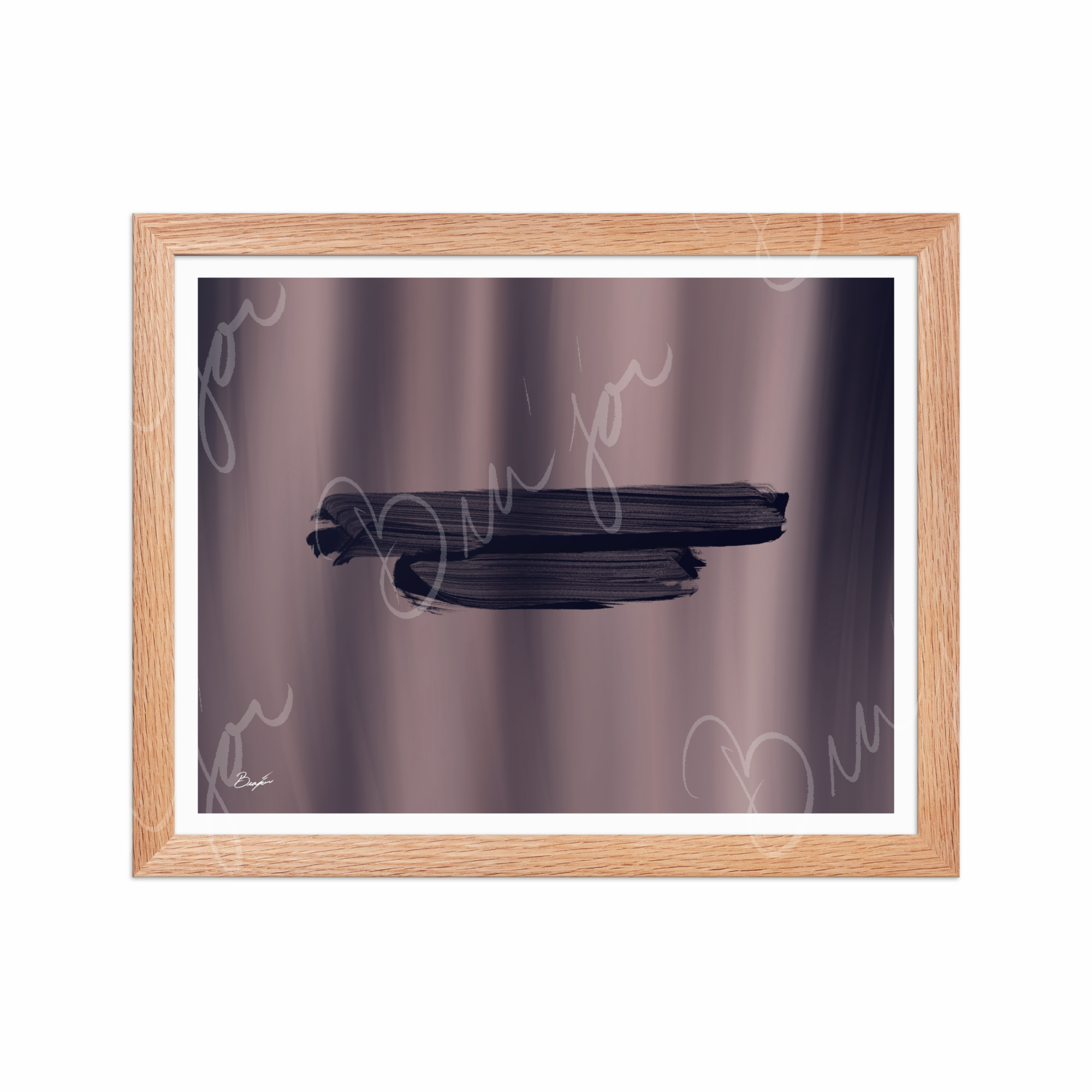11x14 Red Oak Framed Abstract artwork titled Rest designed by the digital abstract artist Bra'jor. Artwork includes the colors Black, Gray, violet, and Mauve