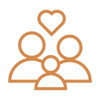 Outline of a family with a heart above them.