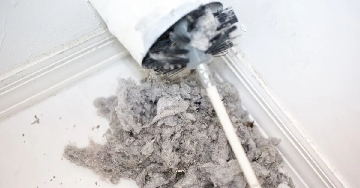 Superior Carpet and Air Duct Cleaning Boise dryer vent clogged with lint fire hazard