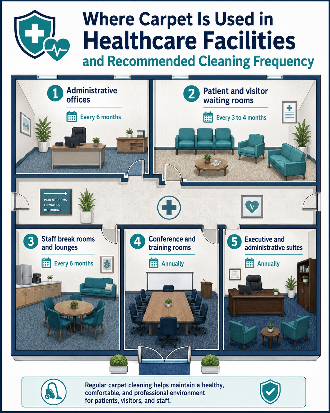 Superior Carpet and Air Duct Cleaning Treasure Valley healthcare facility carpet cleaning frequency guide by space type