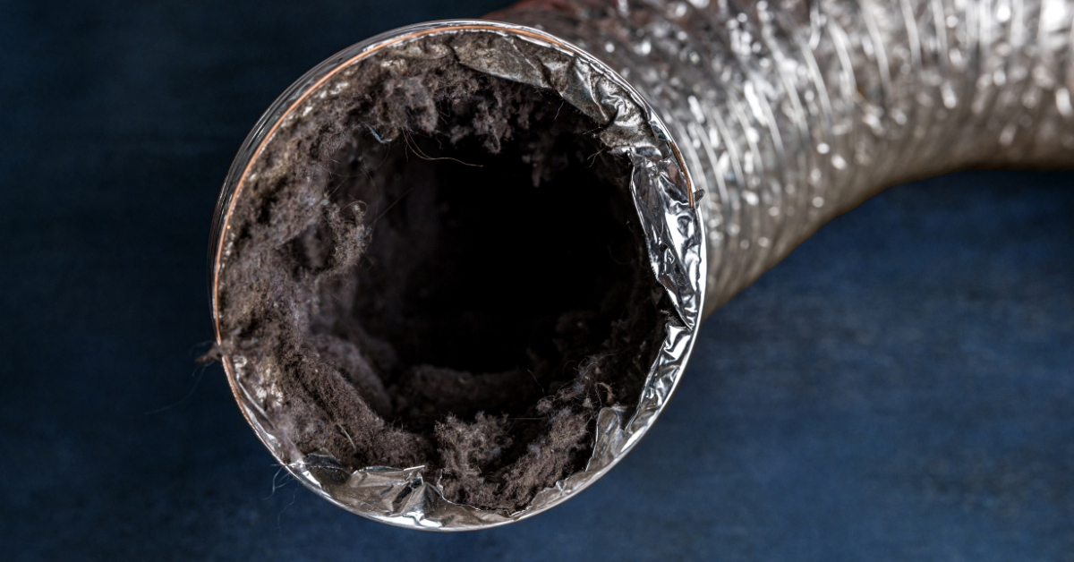 Dust and debris buildup inside residential air duct system in a Boise home