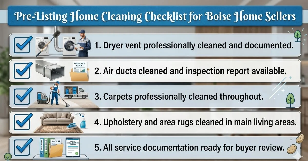 Superior Carpet and Air Duct Cleaning Boise pre-listing home cleaning checklist for Treasure Valley home sellers