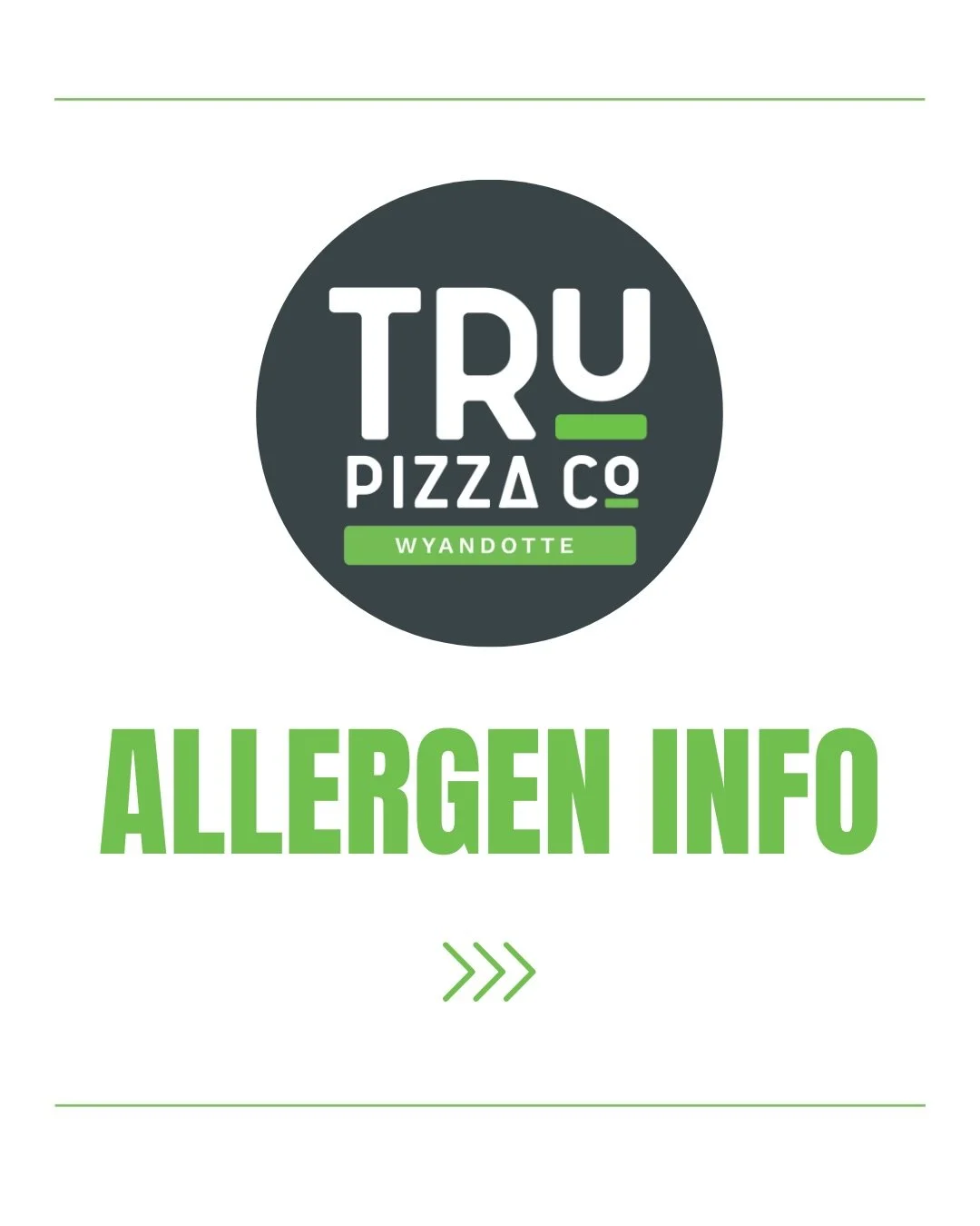 Wyandotte allergen list 📖 

TRUly food for everyone.

See you next week 😮&zwj;💨

#glutenfree #nutfree #dairyfree #trupizzacowyandotte