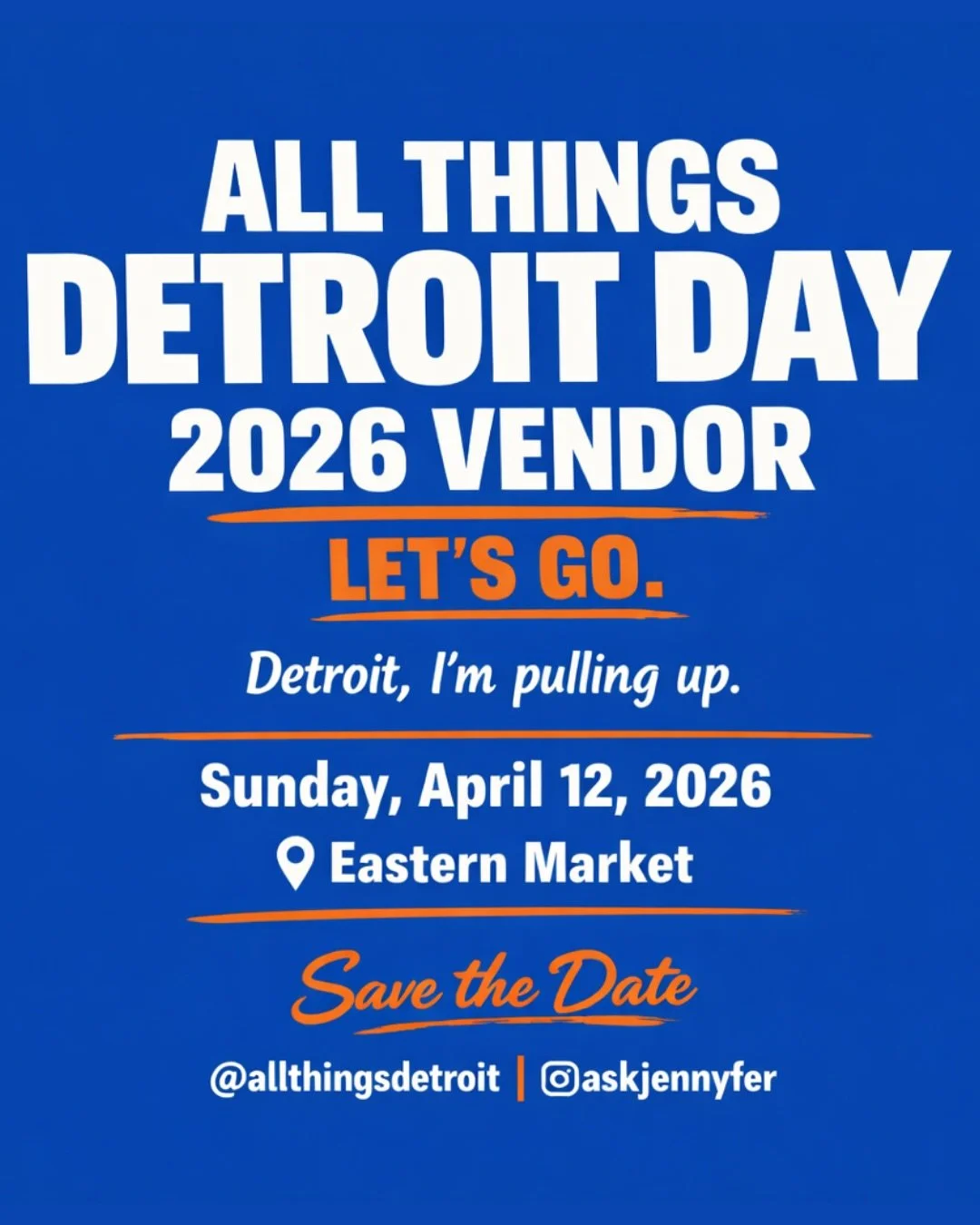 DETROIT 🌆

Who&rsquo;s ready for All Things Detroit Day?! 😎

We&rsquo;ll be parked at Shed #4 from 10am - 5pm this Sunday!🍕 

If you&rsquo;re around the Clinton Township area on Saturday, we will be at the John Armstrong building from 10am -8pm fo