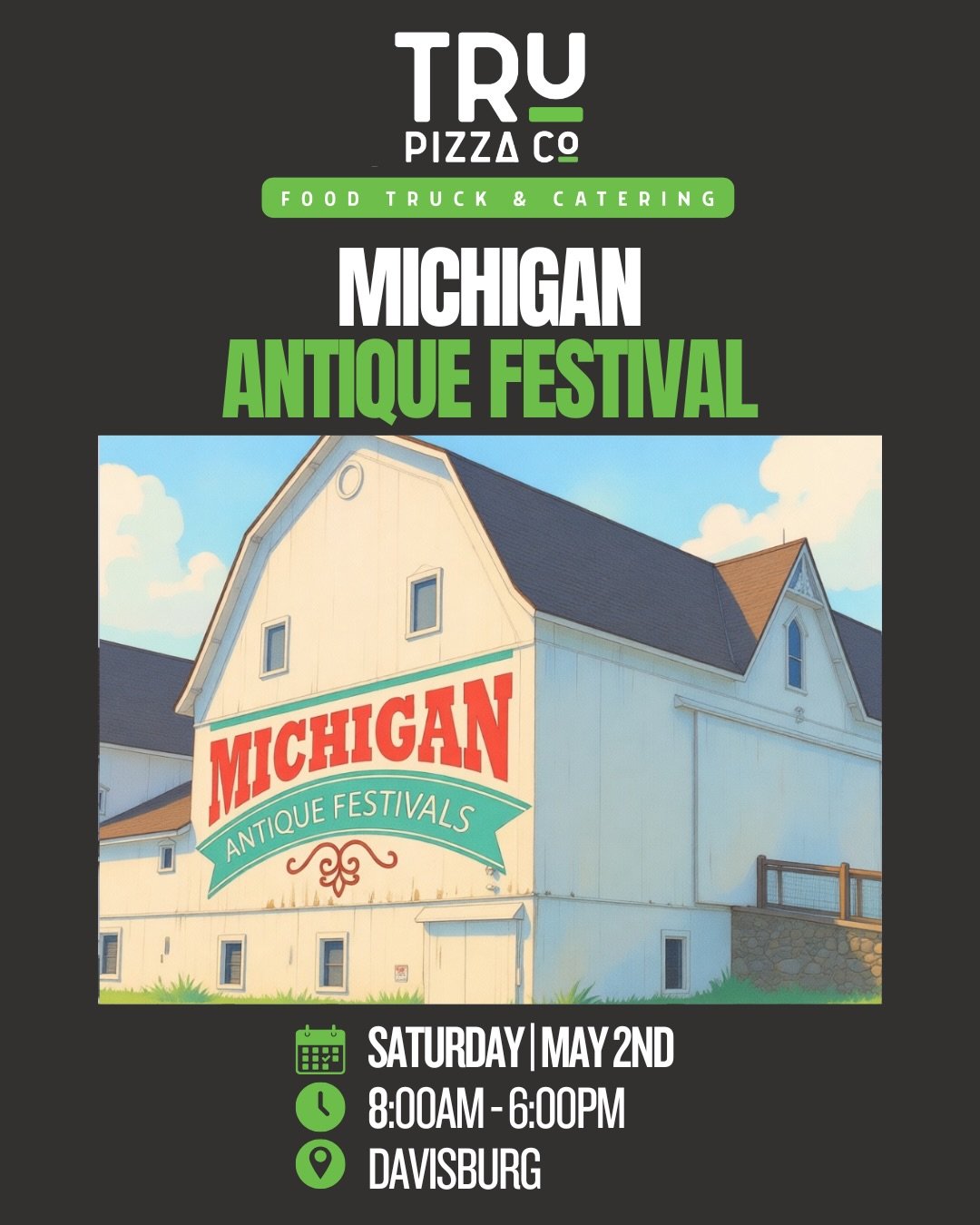 Calling all antique and weird old stuff lovers 📢✨

We&rsquo;re back at the @michiganantiquefestival in Davisburg this weekend 🚛💨
 
Treasure hunting starts tomorrow from 8:00am - 6:00pm &amp; Sunday 9:00am - 4:00pm 🍕

Happy antiquing 💰

#michigan