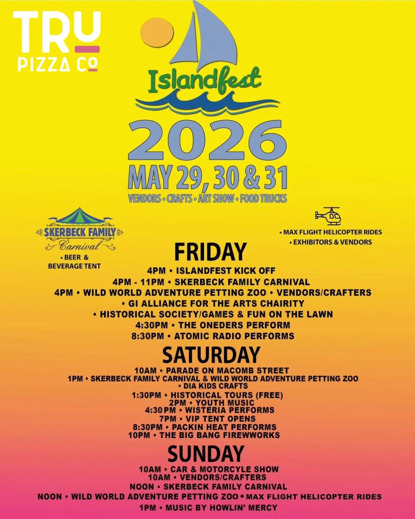GROSSE ILE!⛵️🎡🎢

We&rsquo;re heading to Island Fest for the weekend ✨

Friday: 4pm - Midnight 🌙 
Saturday: 11am - Midnight 🌙 
Sunday: 10am - 4pm ☀️ 

✅100% Gluten-Free
✅100% Nut-Free
✅Celiac-Safe
✅Allergy-Friendly

#allergyfriendly #foodtruck #gl