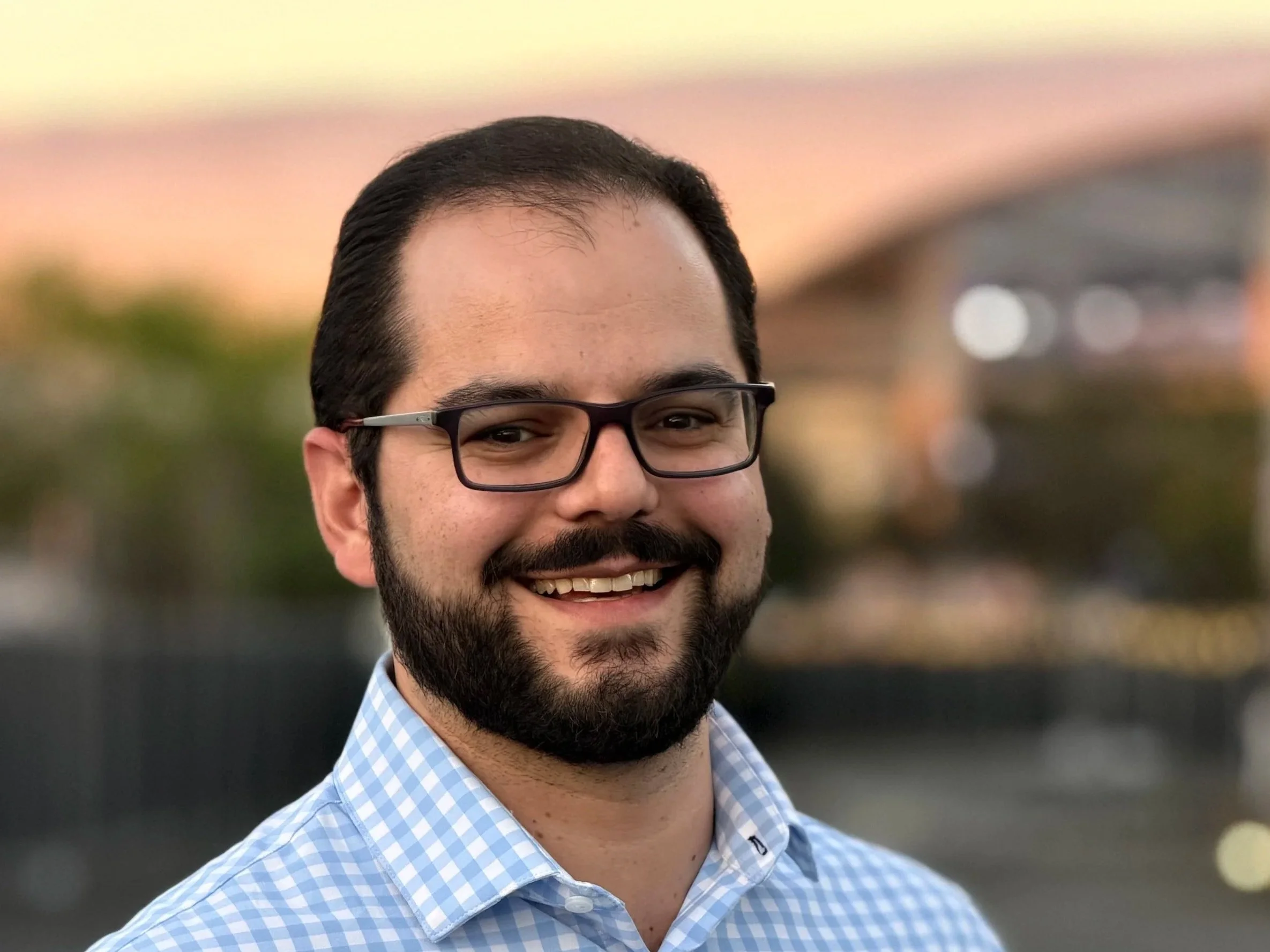 Mike Berger standing in front of SoFi Stadium.