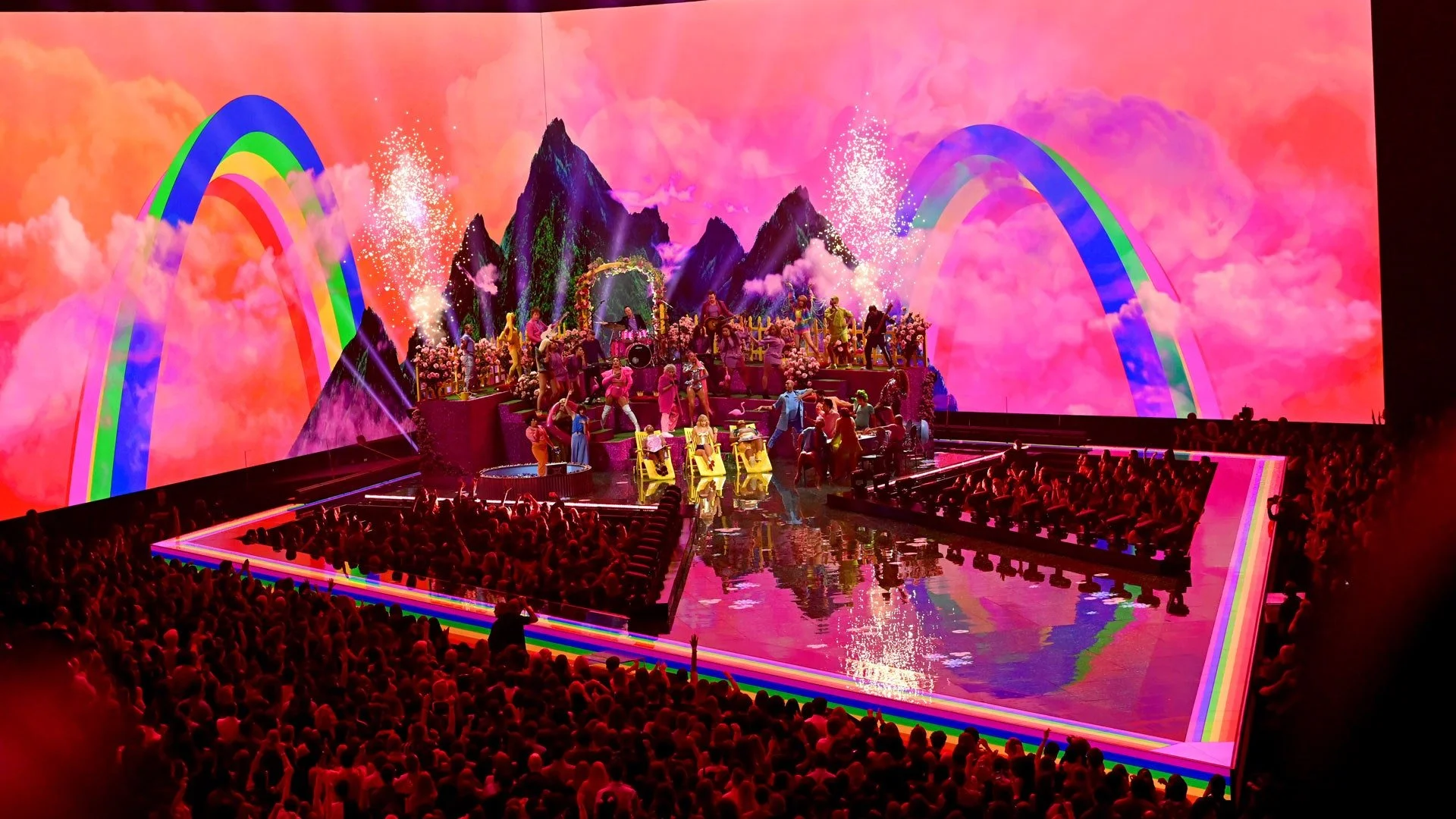 Taylor Swift performing on the MTV Video Music Awards at the Prudential Center Arena in Newark, New Jersey.