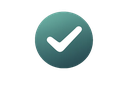 A teal circular icon with a white checkmark inside.