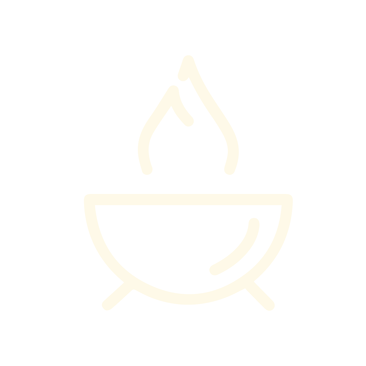Line drawing of a bowl with steam rising from it, representing hot food or soup.