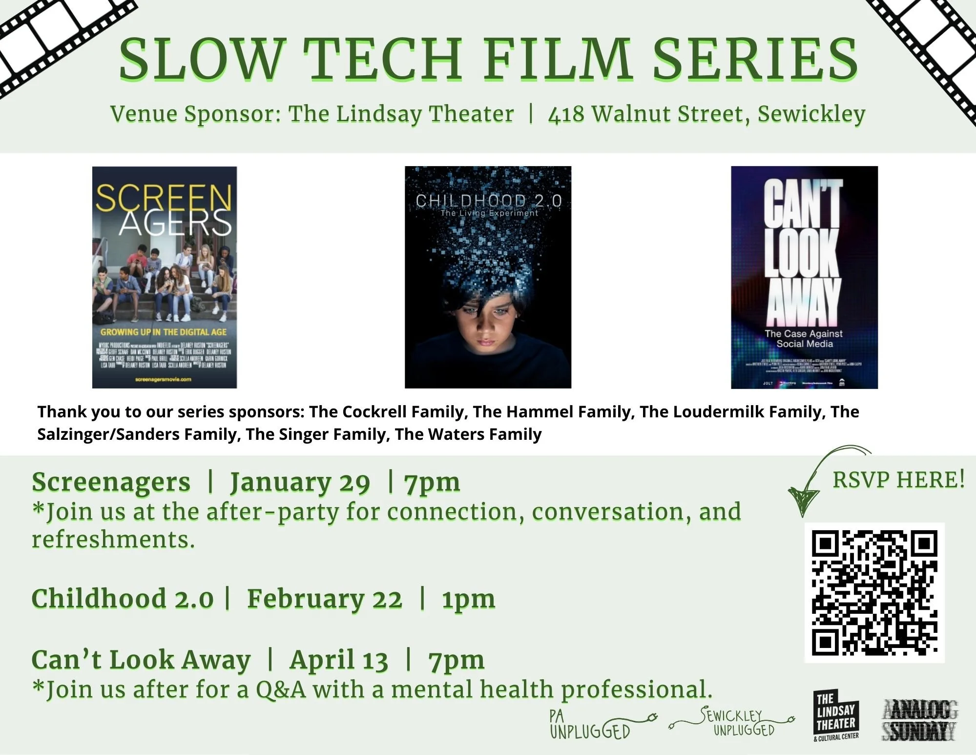 Slow Tech Film Series in Sewickley—in Feb and April 2026!