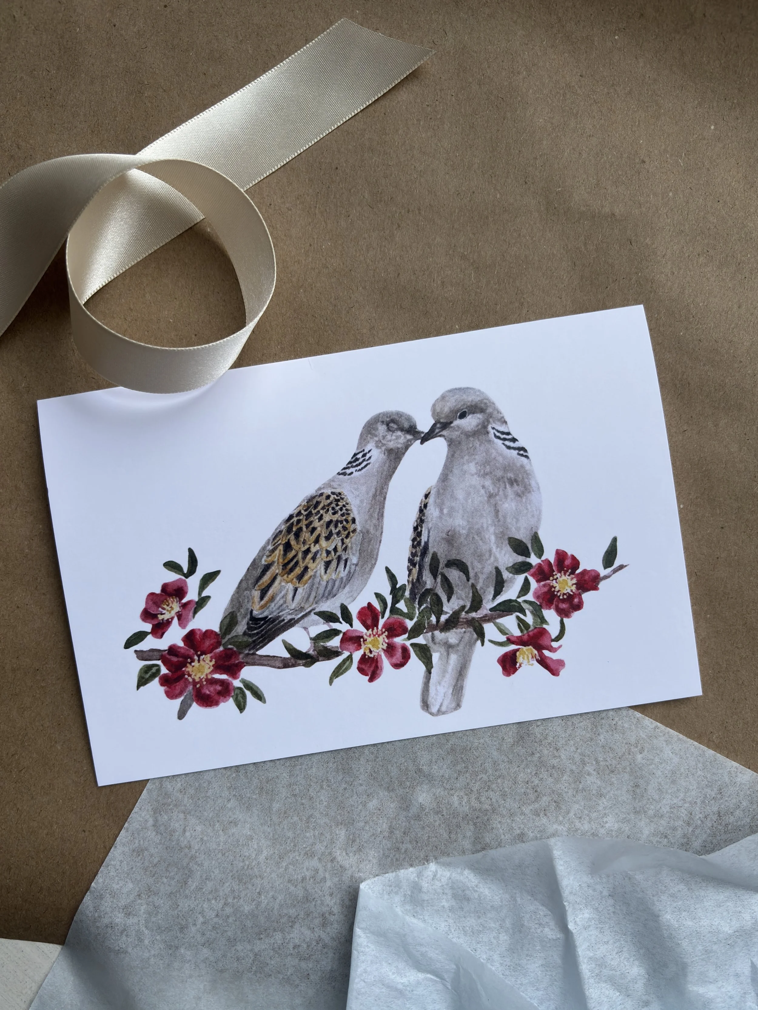 Two Turtledoves Christmas Card