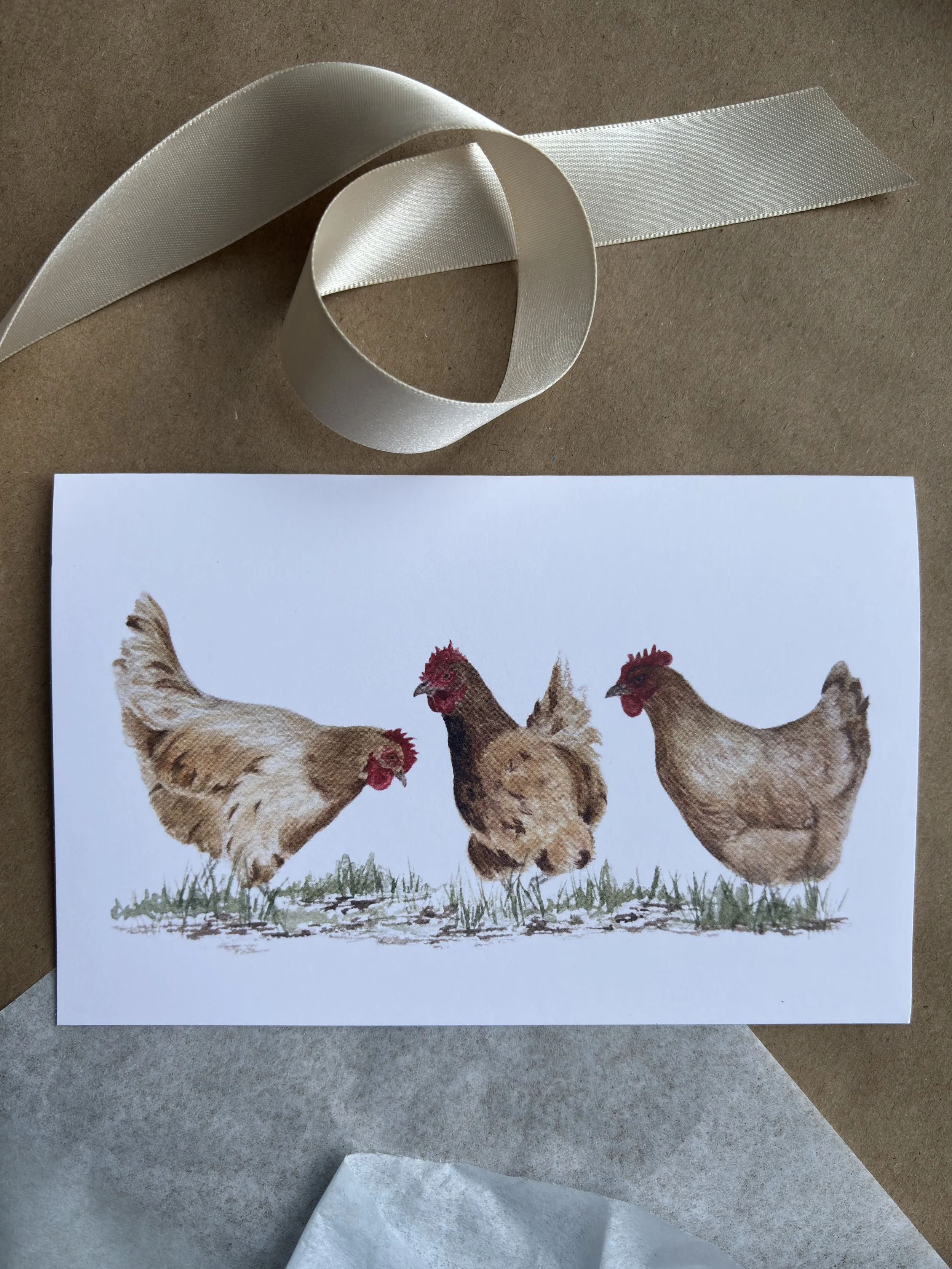 Three French Hens Christmas Card