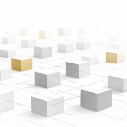 Geometric drawing of an outline square with sections divided by vertical, horizontal, and half circle lines.