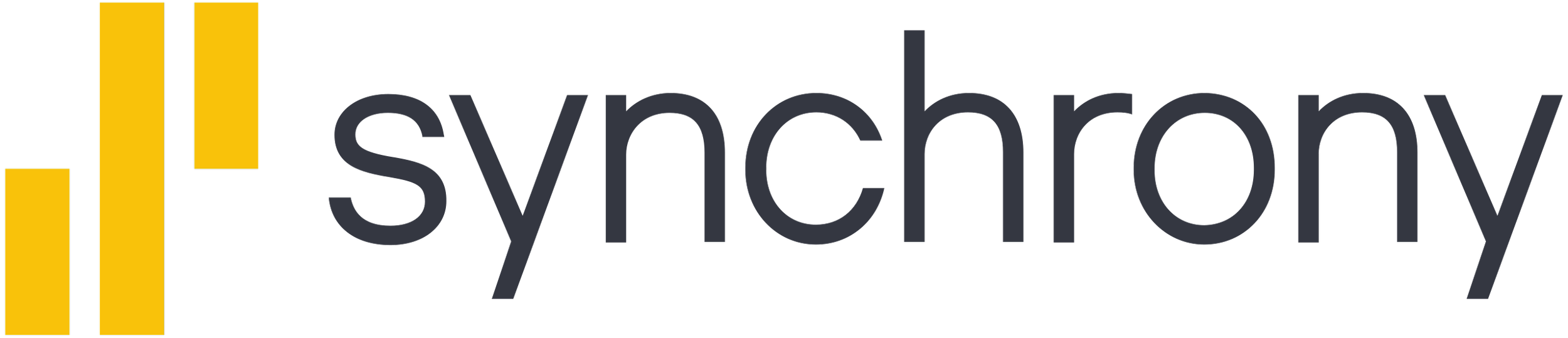 The logo of Synchrocy, featuring three yellow vertical bars followed by the word 'synchrocy' in lowercase gray letters.