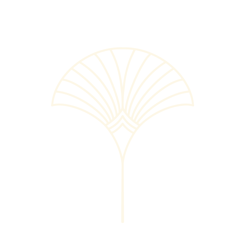 A minimalist line drawing of a fan with a long stem on a black background.