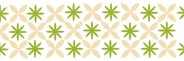 Motif géométrique avec des fleurs vertes et beiges sur un fond blanc