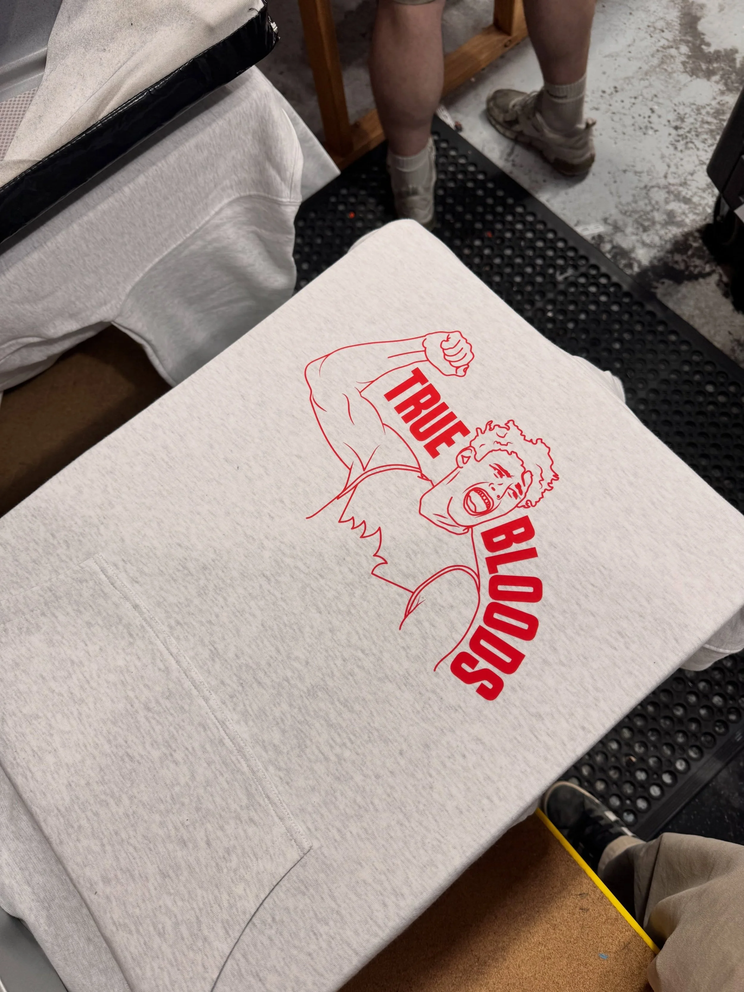 New merch for the @truebloodspodcast ft the big fella @charliecurnow ⚪️🔴🦢