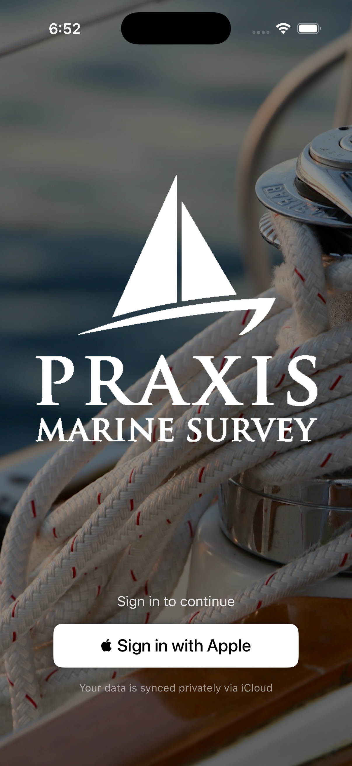 Main login page background image of a sailboat winch with rope