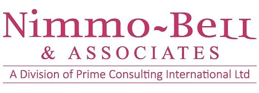 Logo for Nimmo-Bell & Associates, a division of Prime Consulting International Ltd, with pink and purple text on a white background.