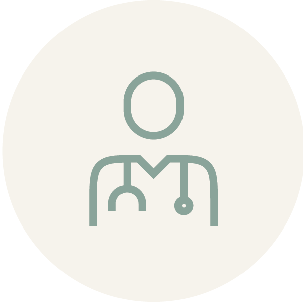 Icon of a medical professional with a stethoscope around their neck.