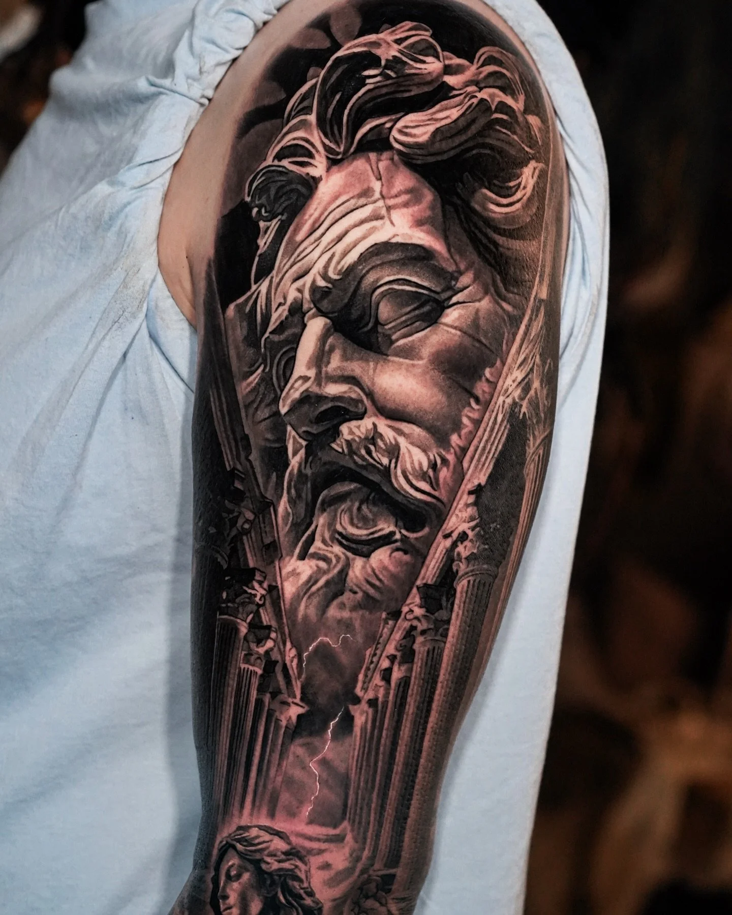 Full arm sleeve in progress.
A pleasure working on Jack&rsquo;s outer sleeve and seeing it come together piece by piece.

Bookings are open until April 24th before I head to Italy for the summer.

Napoli 🇮🇹 Le prenotazioni sono aperte a partire dal