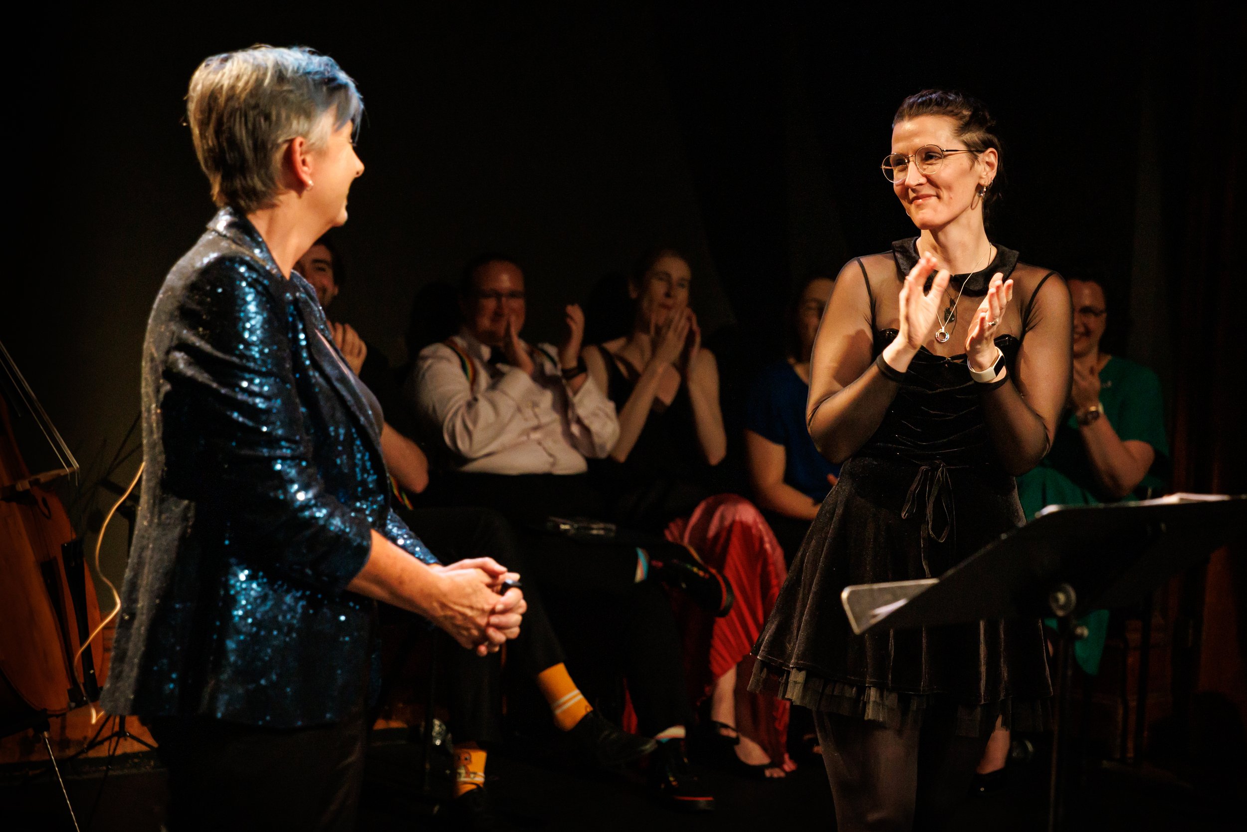 With composer Sophie Rose, To Echoes & Lines, Homophonic 2024. Photo; Darren Gill