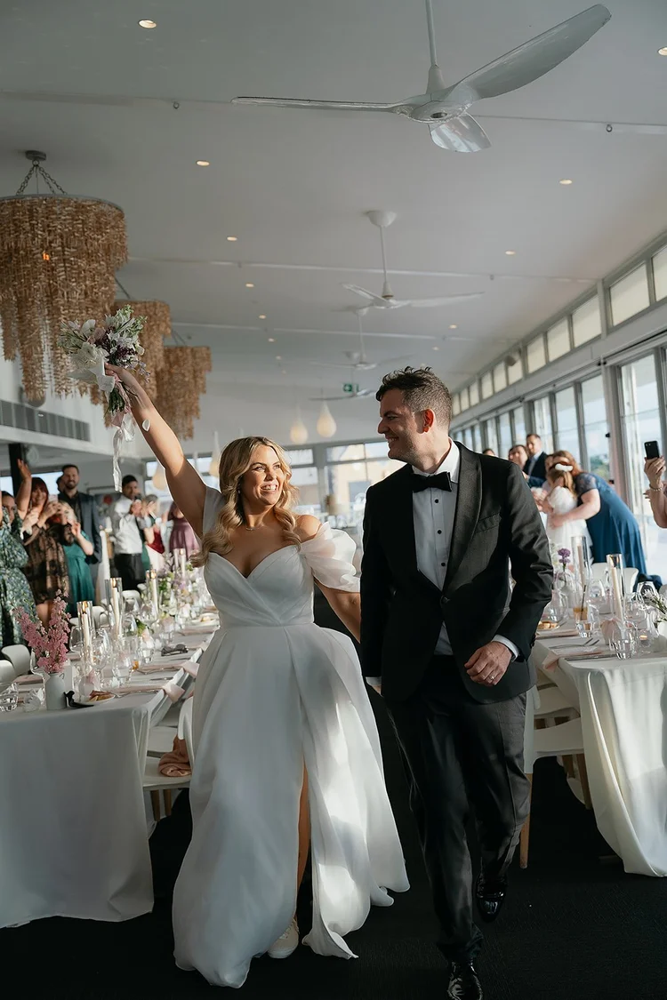 Sarah and Brendan's wedding at Bathers Beach House, photographed by Leah Goodman