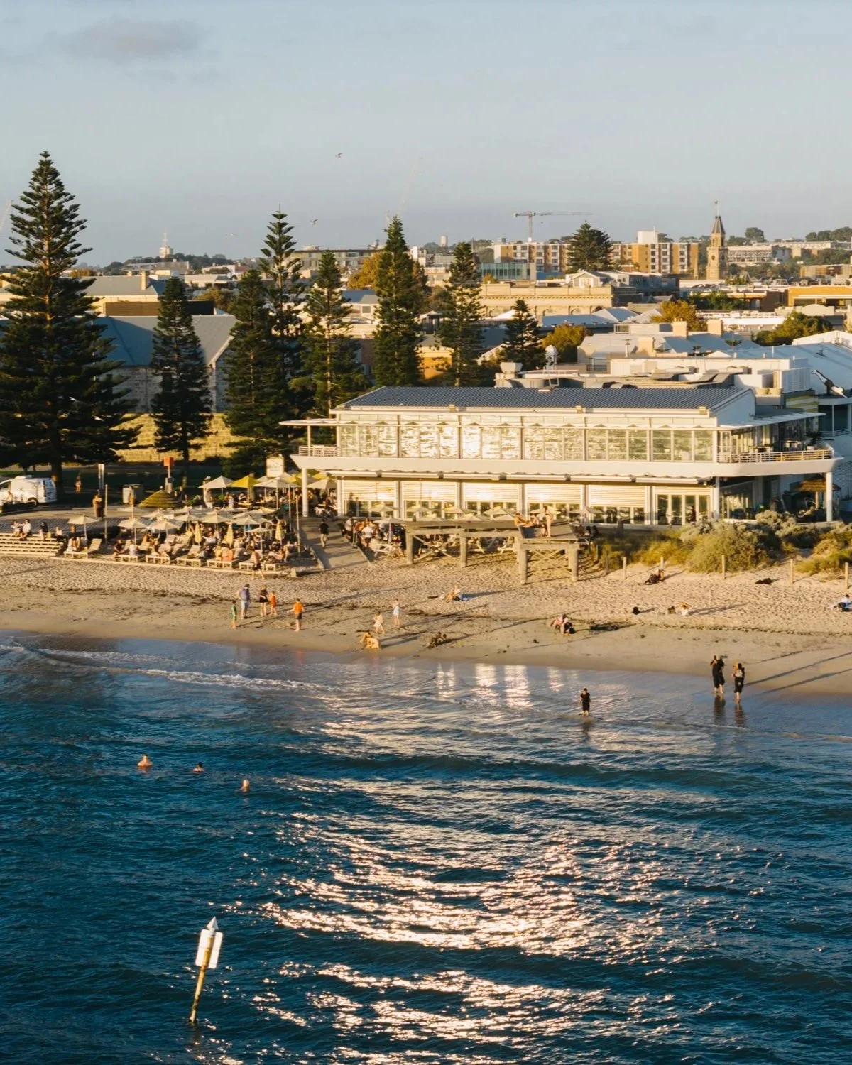 Bathers Beach House on Bathers Beach, Fremantle, at sunset