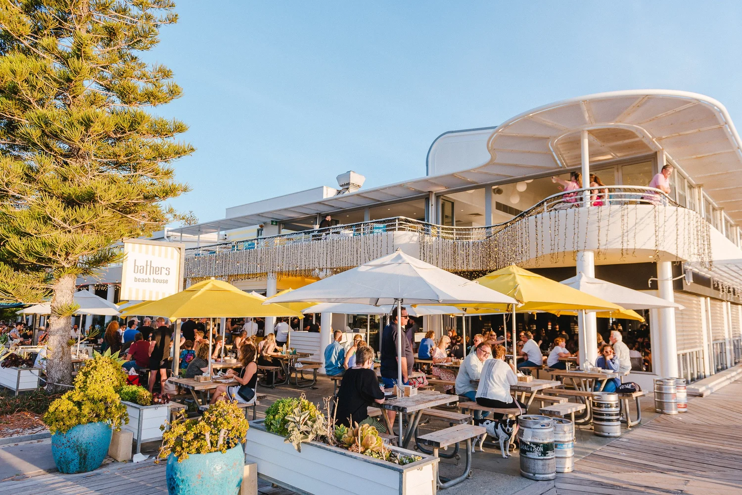 Outdoor dining area at Bathers Beach House
