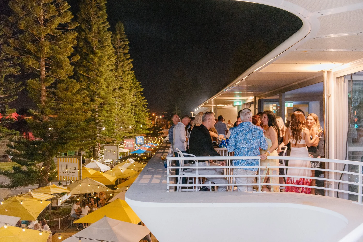 Guests gathered for an event at Bathers Beach House