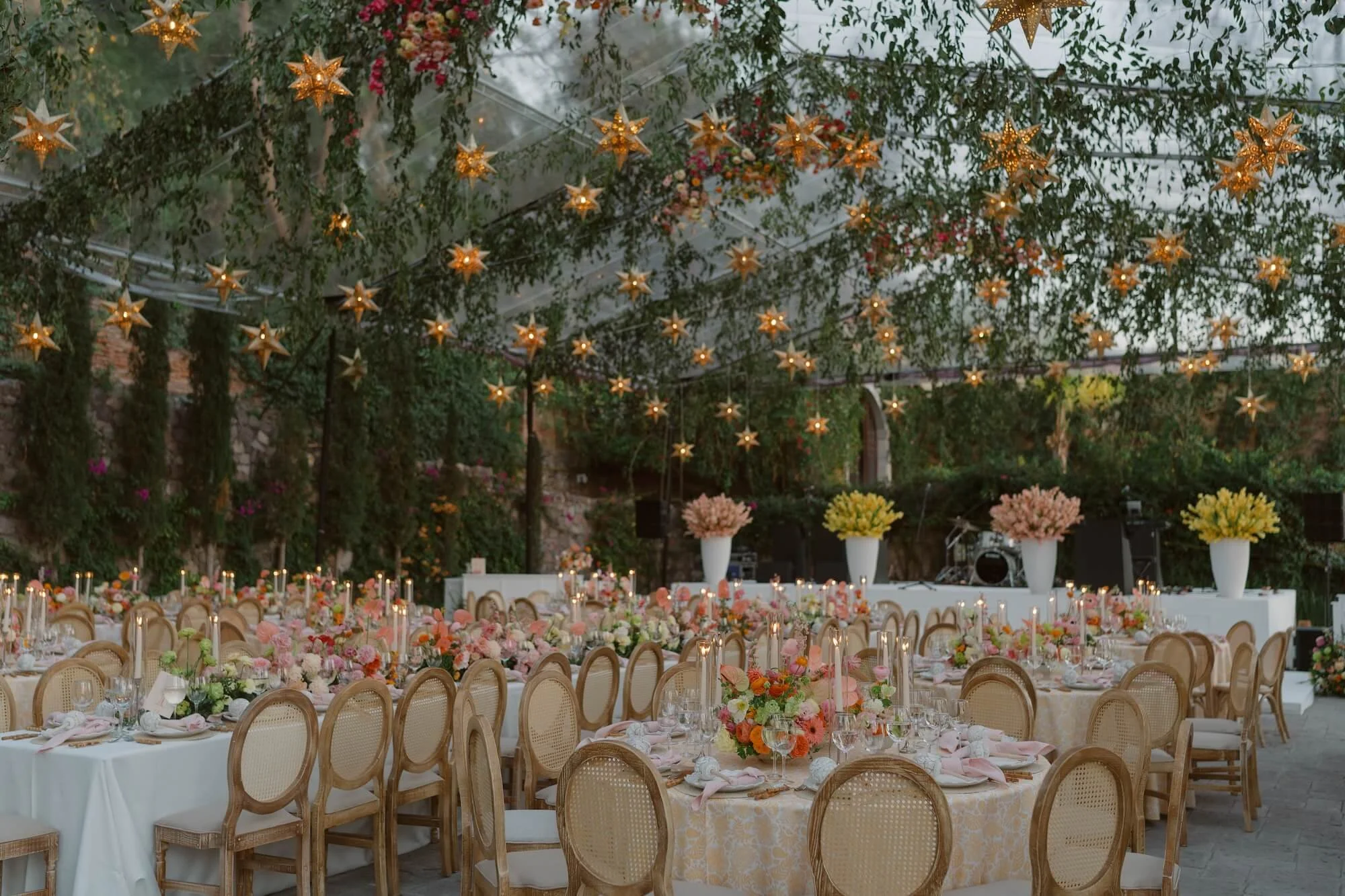 a balance of organic florals within a structured environment