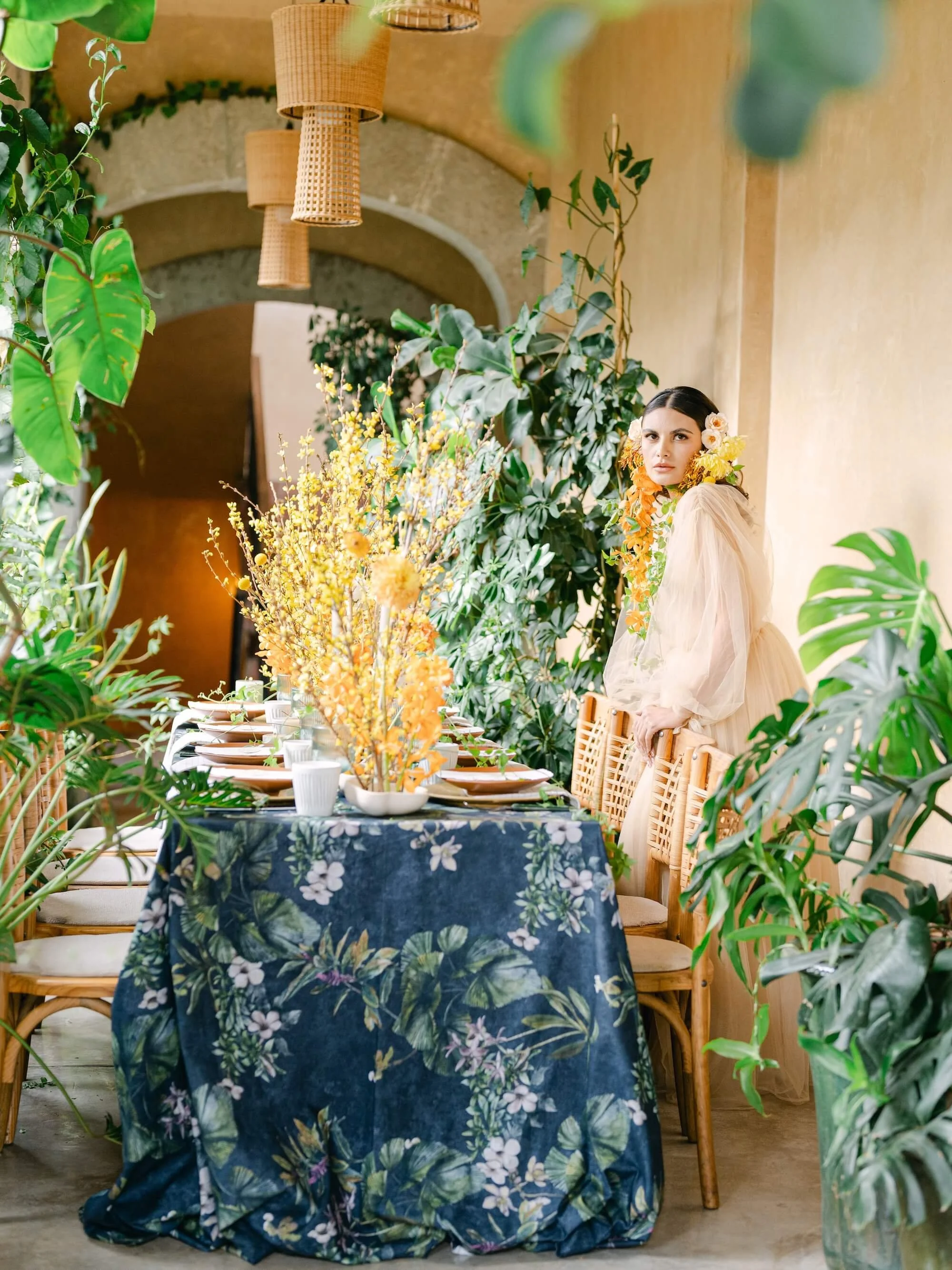 Florklor floral design featuring botanical tablescape with layered textures and natural elements